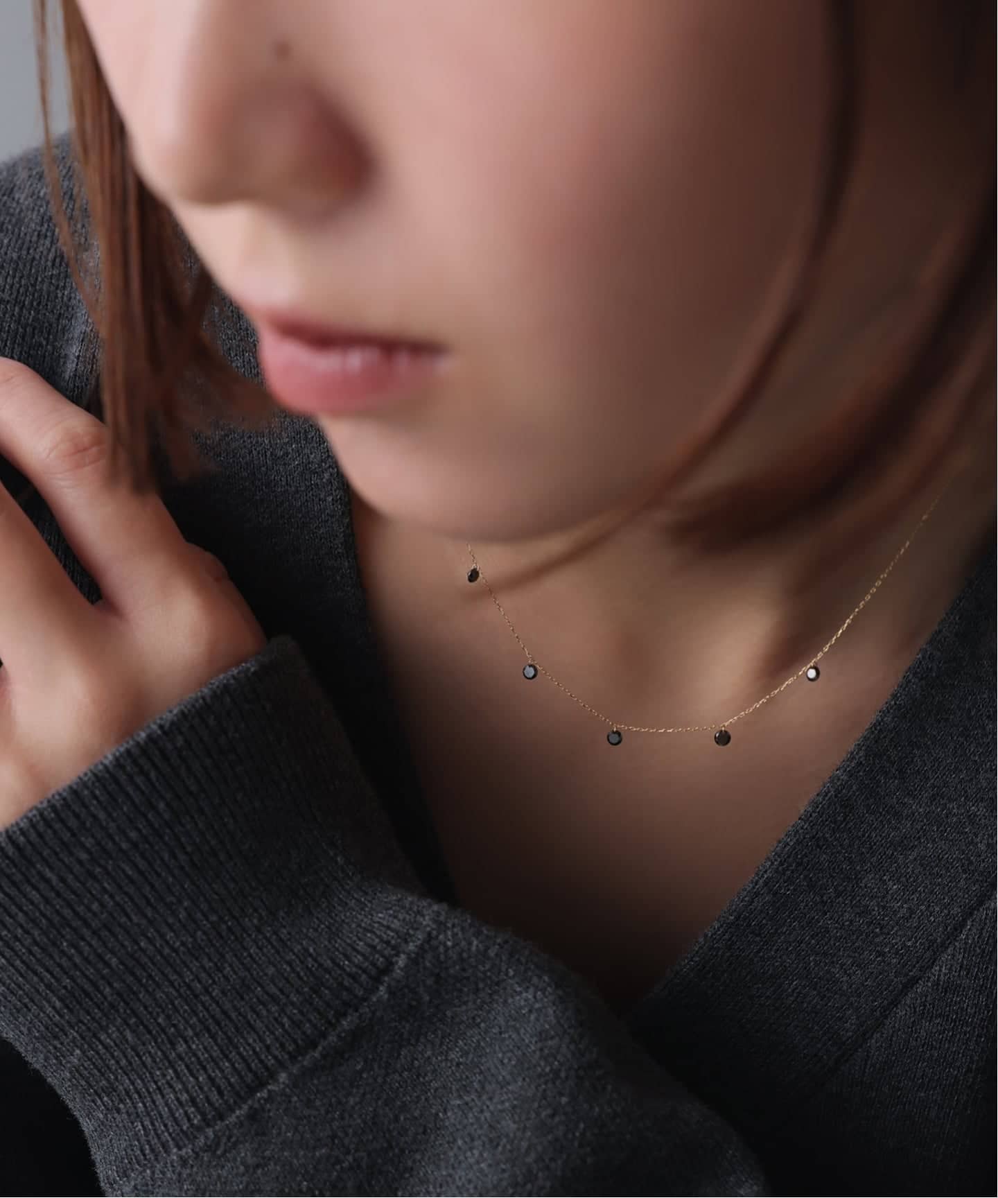 ブラックホールダイヤ5pネックレス K18（ネックレス）｜Lilas（リラ