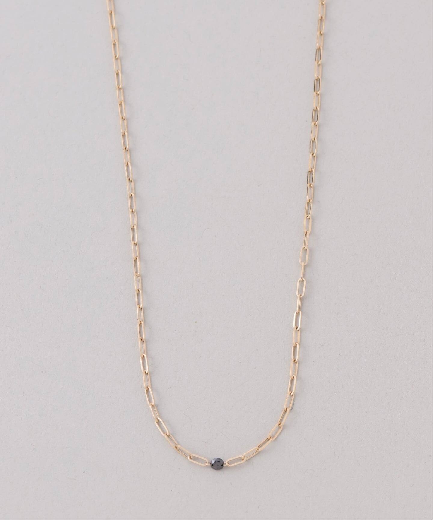 ブラックホールダイヤ1pクリップチェーンネックレス K18（ネックレス