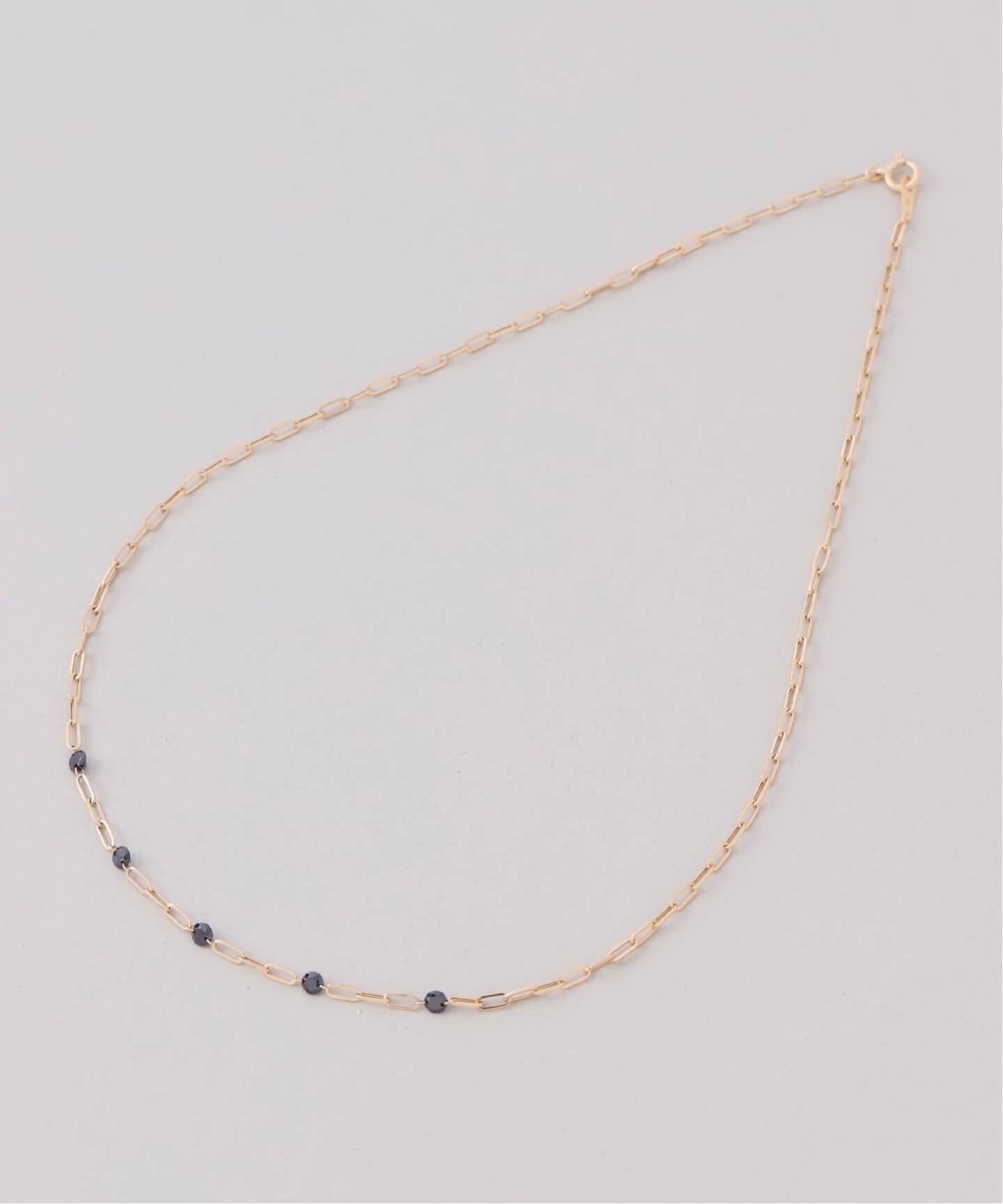 ブラックホールダイヤ5pクリップチェーンネックレス K18（ネックレス