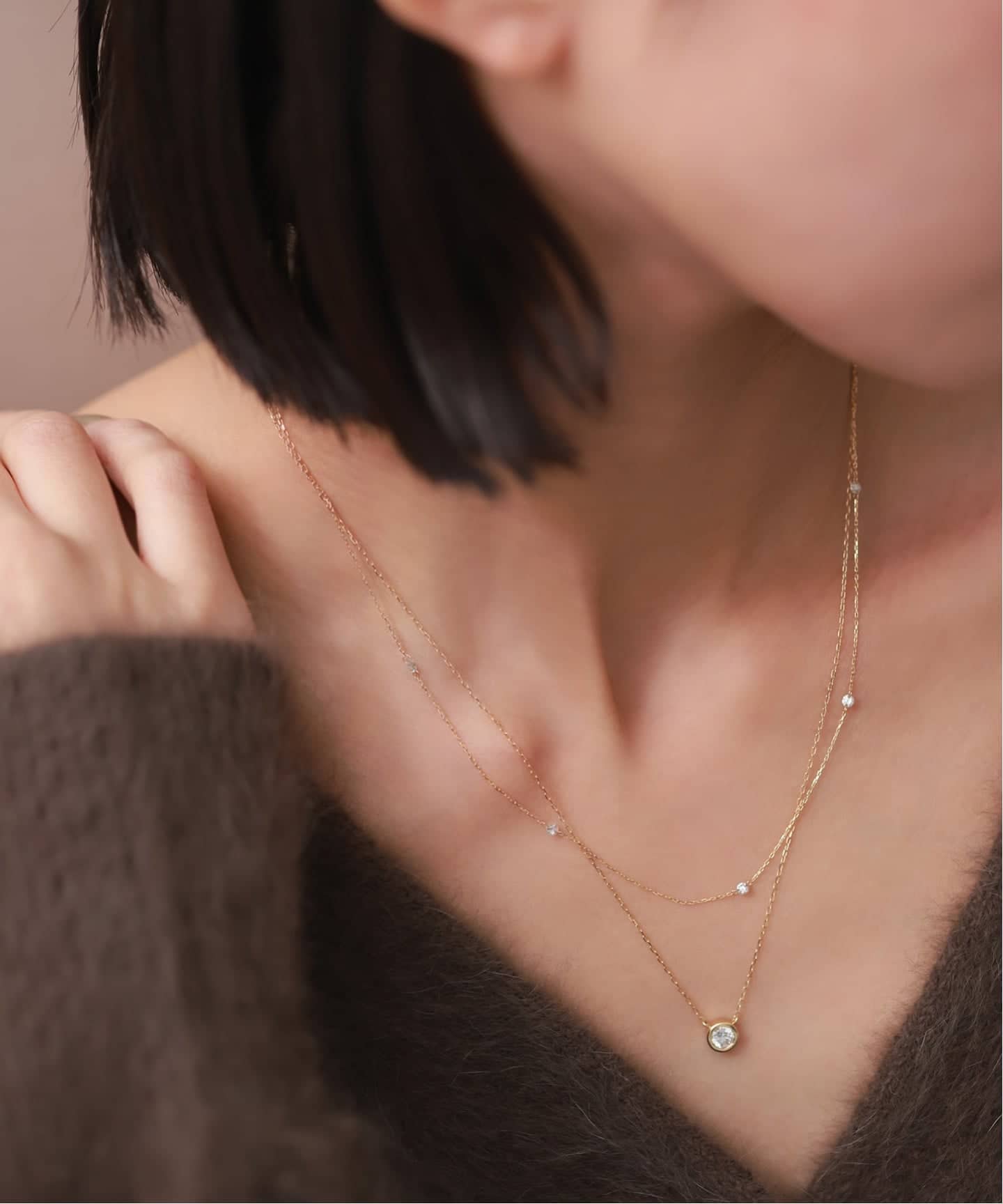 フクリン0.28ctダイヤネックレス K18(ネックレス)|Lilas フクリン0.28ctダイヤネックレス K18(ネックレス)|Lilas