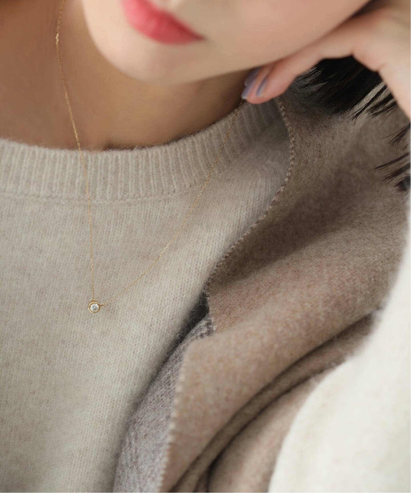 美品❣️D0.28ct✨コンビカラー❗️K18ダイヤネックレス K18ネックレス 