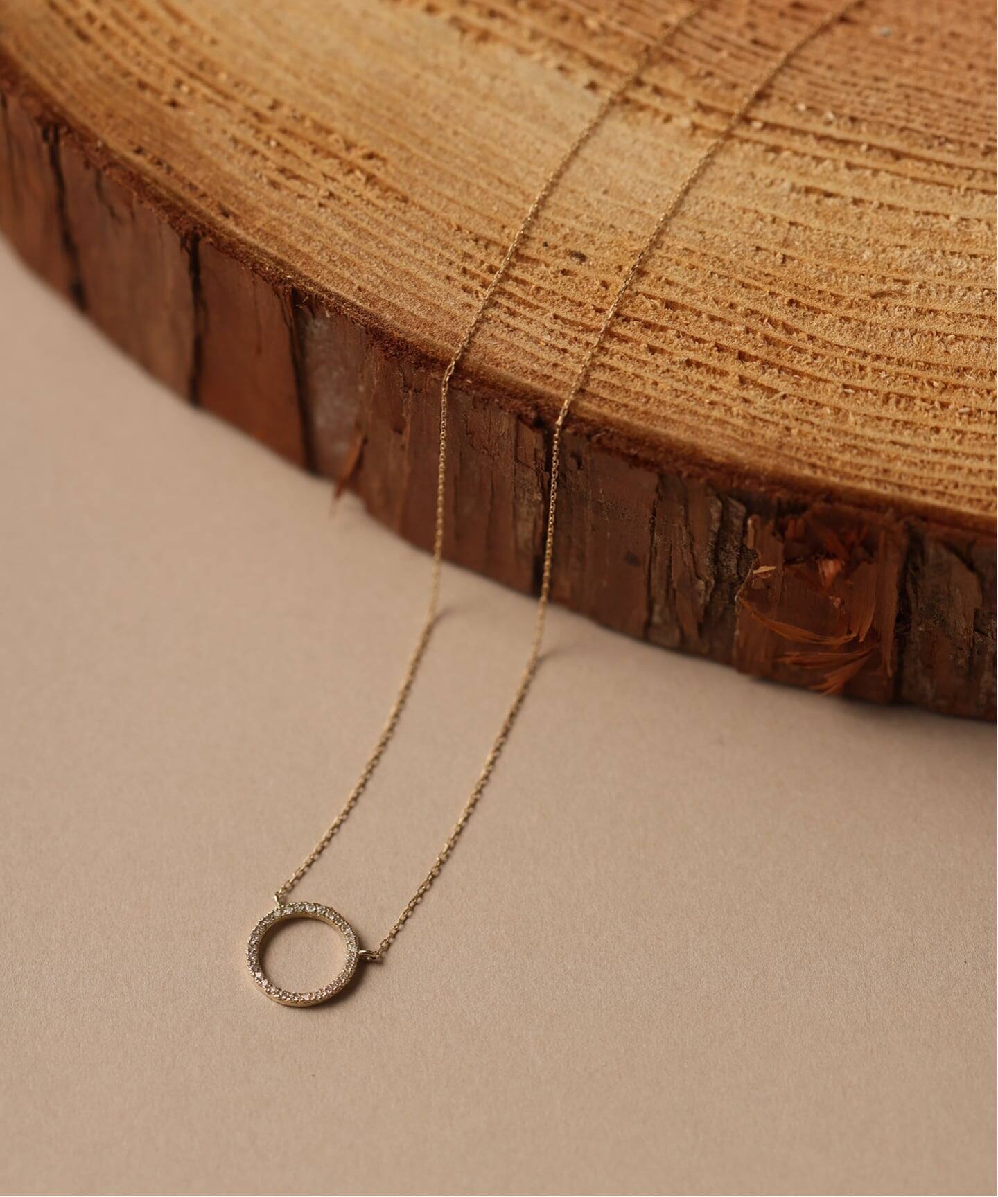 Lilas サークルダイヤネックレス　K10 サークル*ダイヤモチーフネックレス K10（ネックレス）｜Lilas（リラ