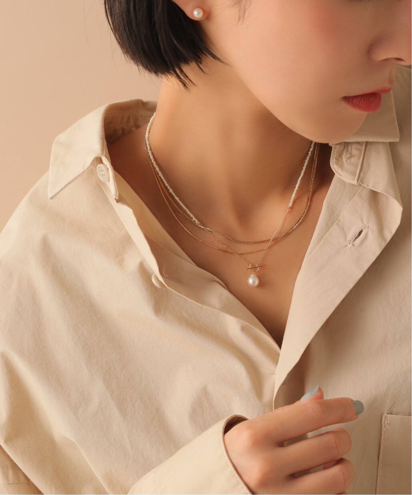 追加》シードパールチェーンネックレス K10（ネックレス）｜Lilas 