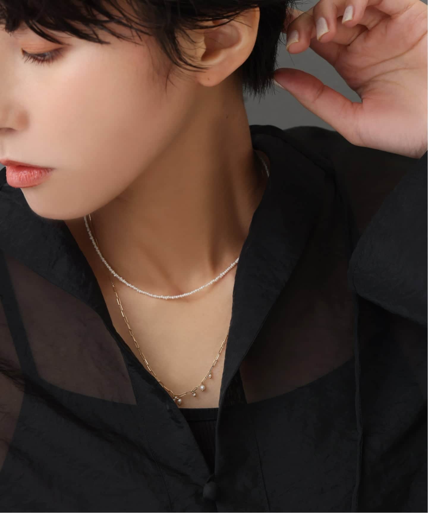 シードパールチェーンネックレス K10（ネックレス）｜Lilas