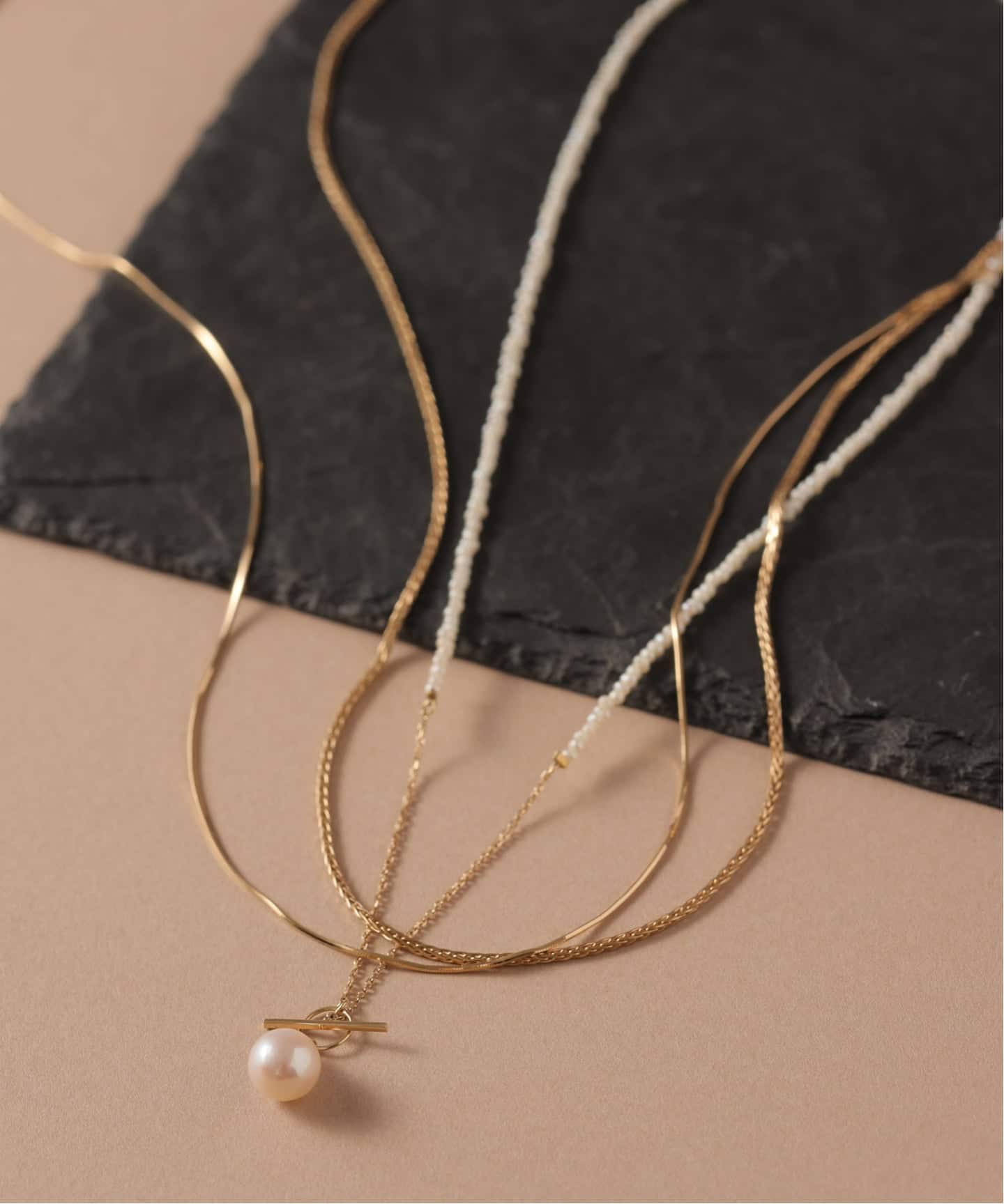 WEB限定》シードパールチェーンネックレス K10（ネックレス）｜Lilas