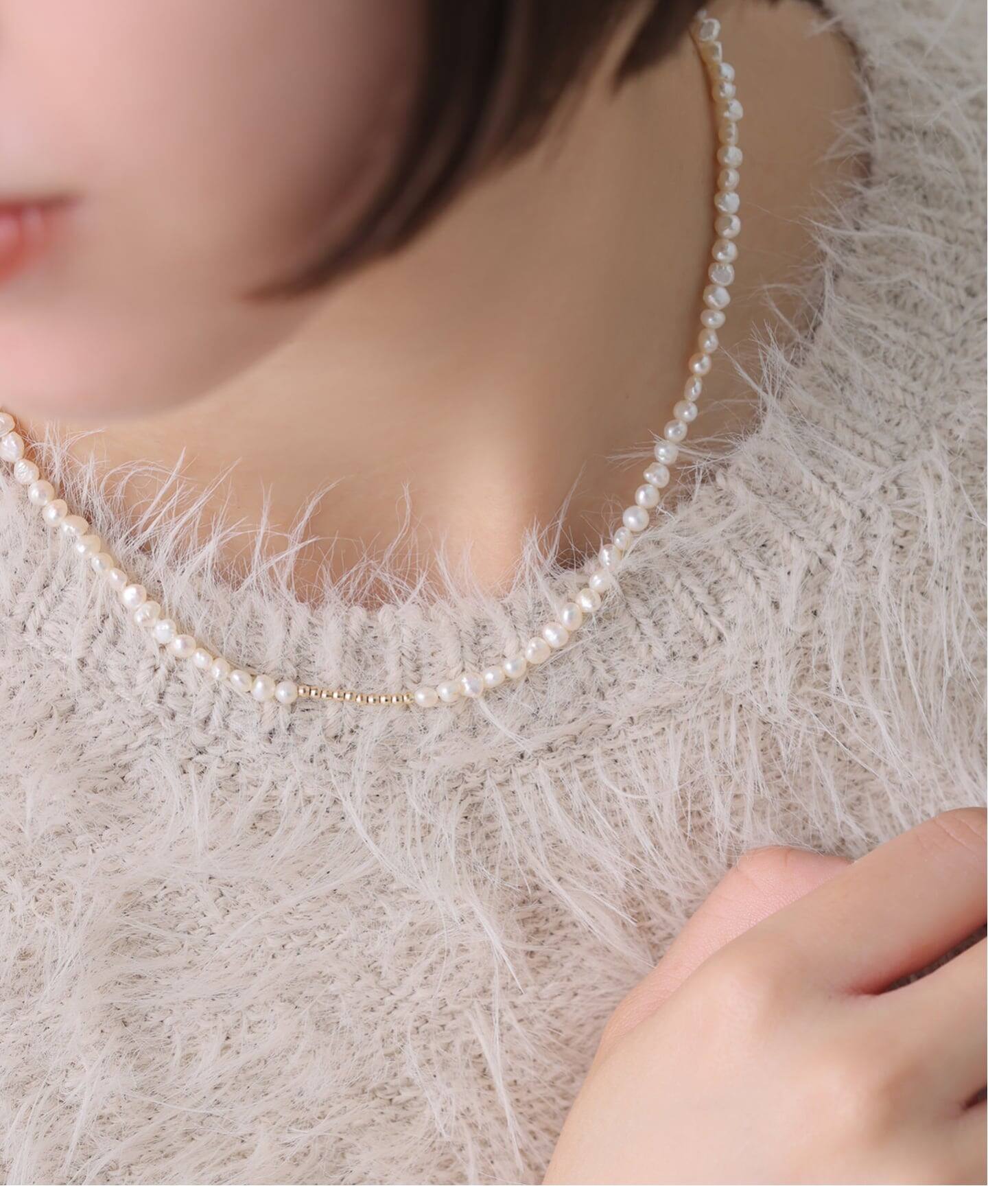 ミラーボール*サザレパールネックレス K10（ネックレス）｜Lilas（リラ 