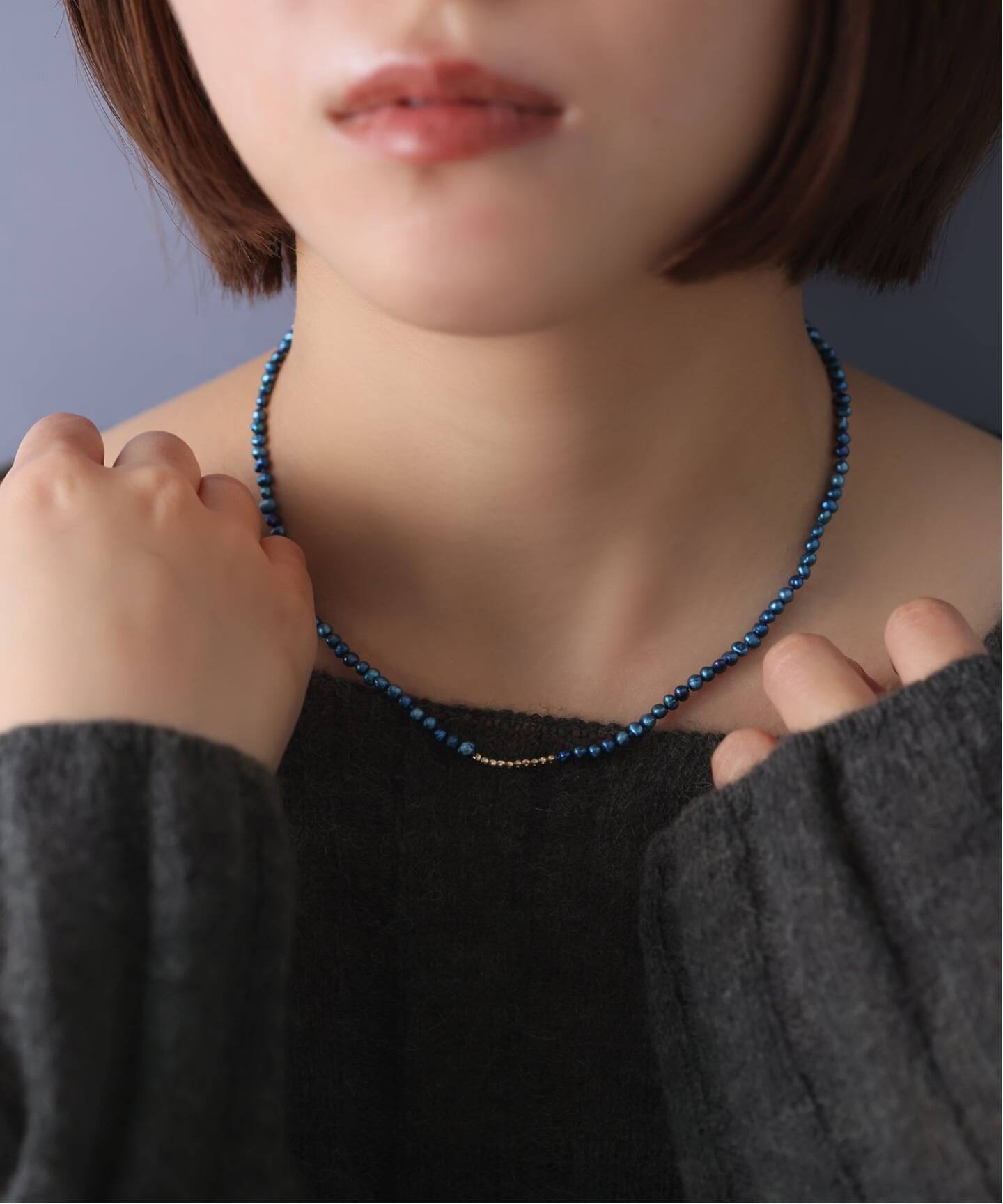 ミラーボール*サザレインディゴパールネックレス K10（ネックレス