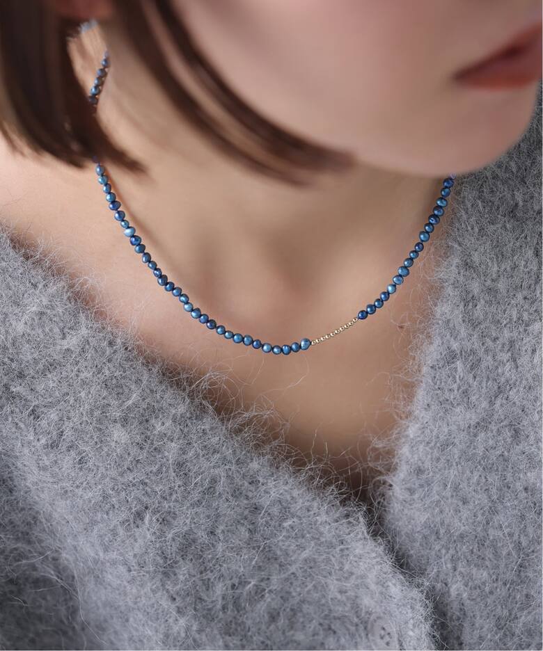 ミラーボール*サザレインディゴパールネックレス K10（ネックレス 