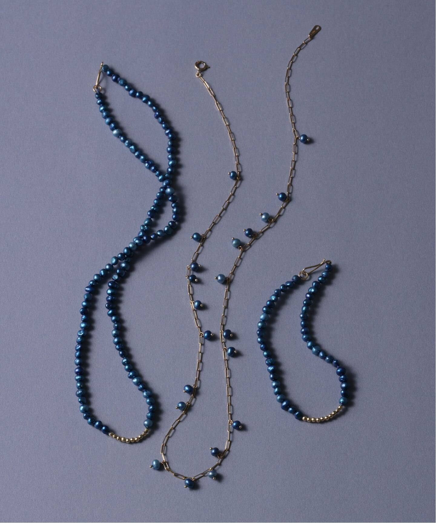 ミラーボール*サザレインディゴパールネックレス K10（ネックレス