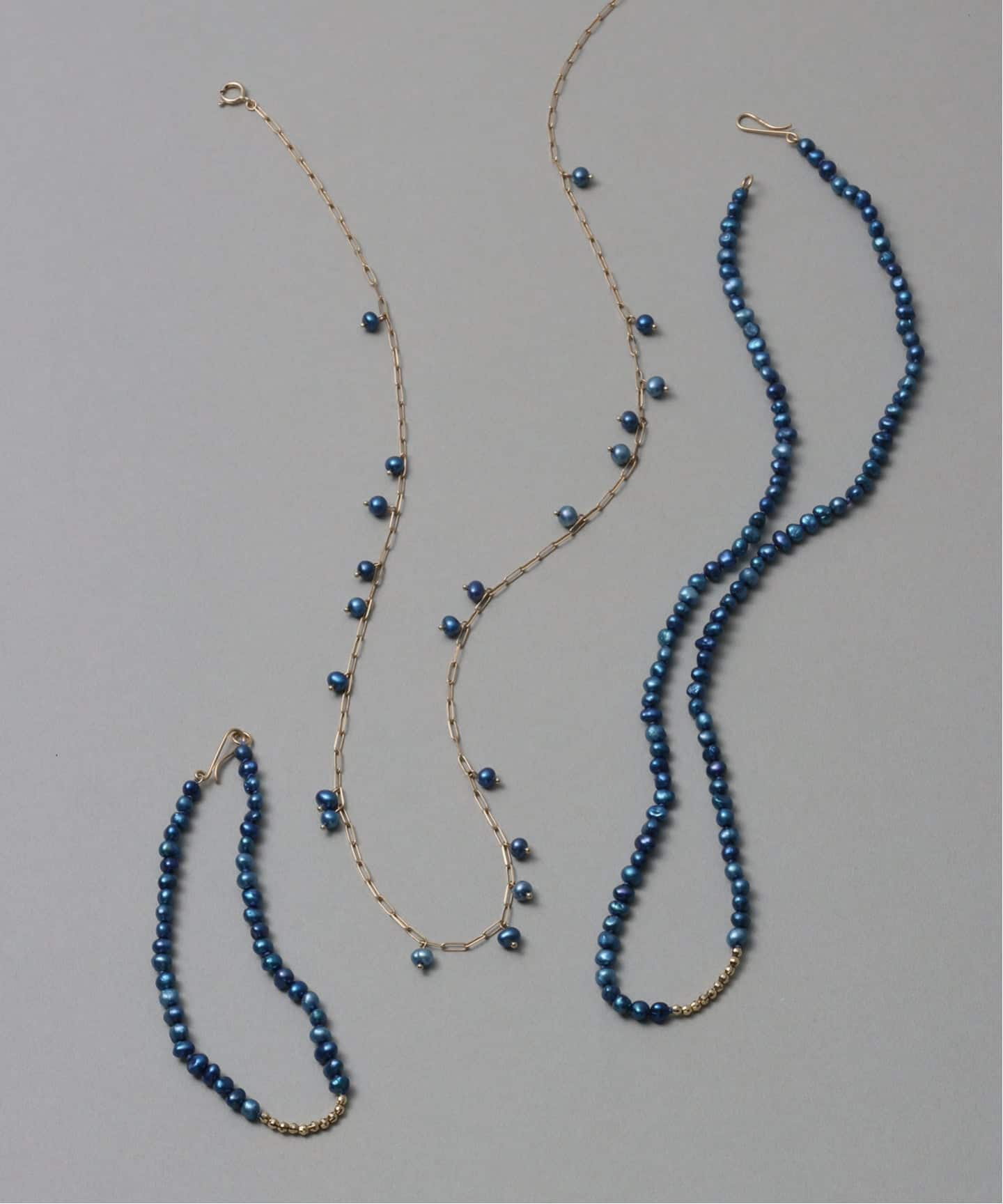 ミラーボール*サザレインディゴパールネックレス K10（ネックレス