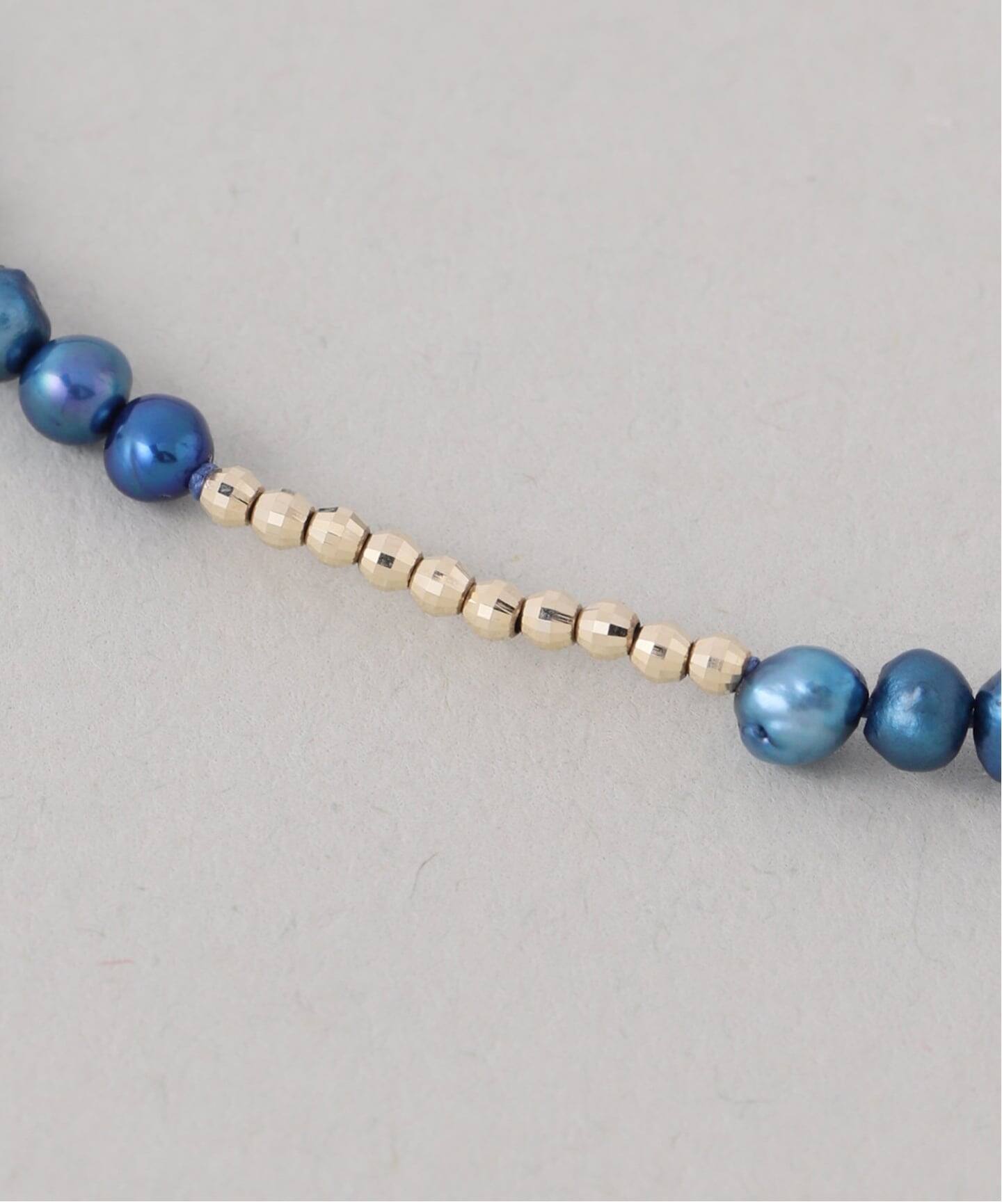 ミラーボール*サザレインディゴパールネックレス K10（ネックレス