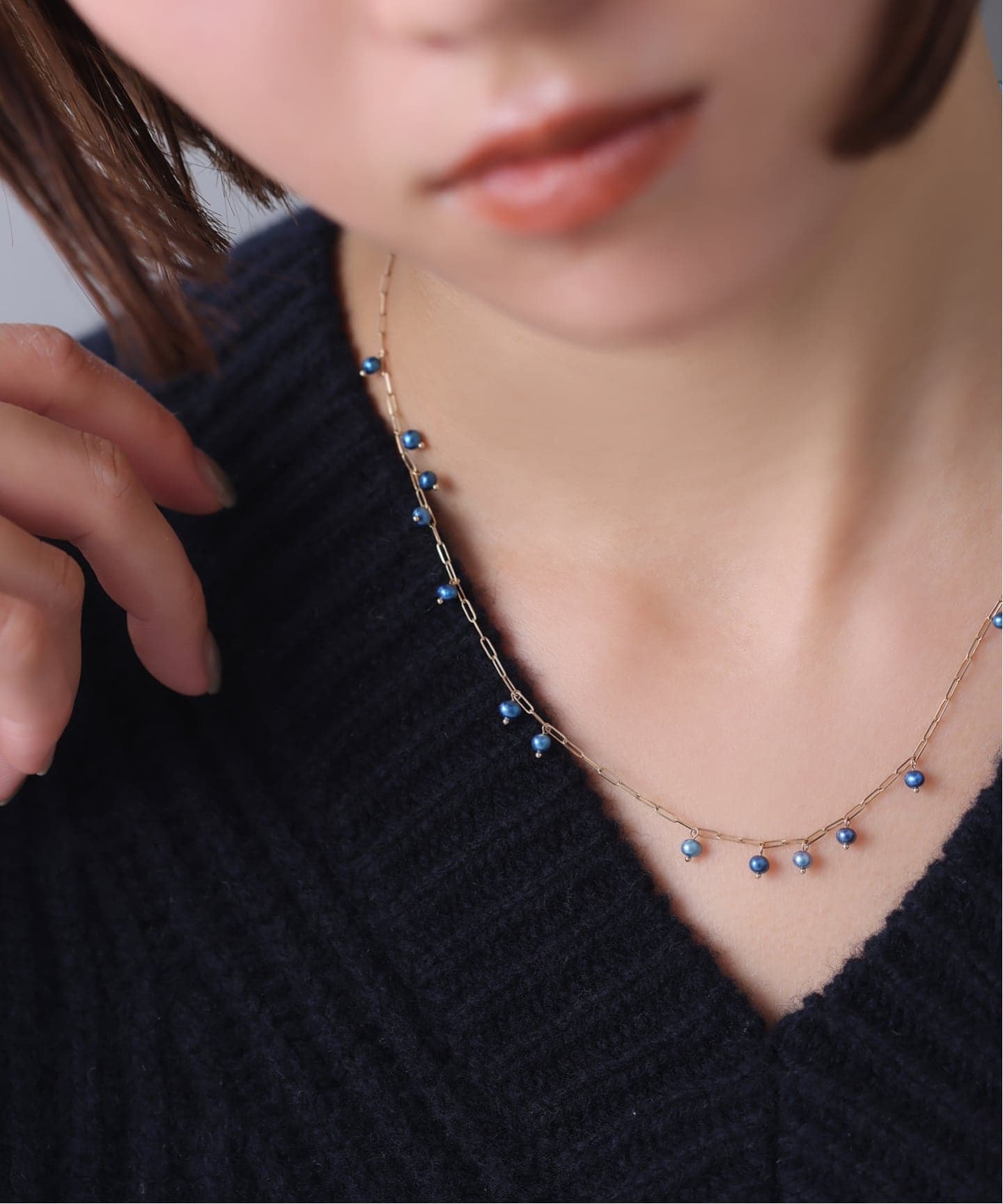 インディゴパールステーションネックレス K10（ネックレス）｜Lilas