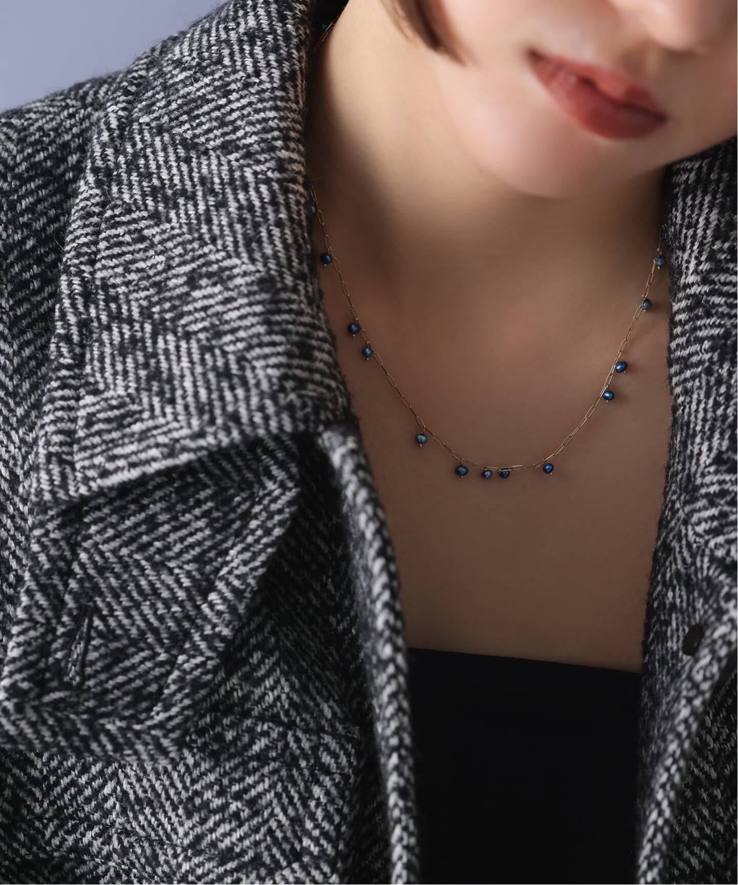 インディゴパールステーションネックレス K10（ネックレス）｜Lilas 
