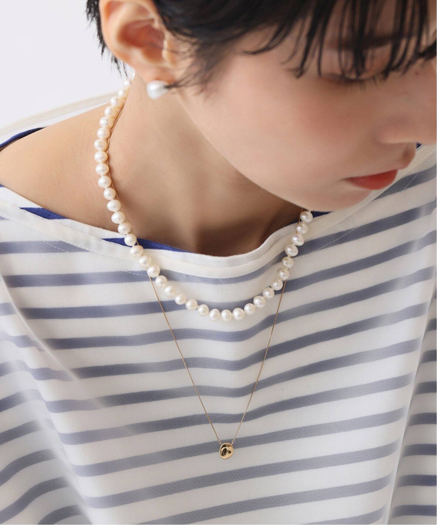 追加》10mmオーバルニュアンスモチーネックレス K10（ネックレス 