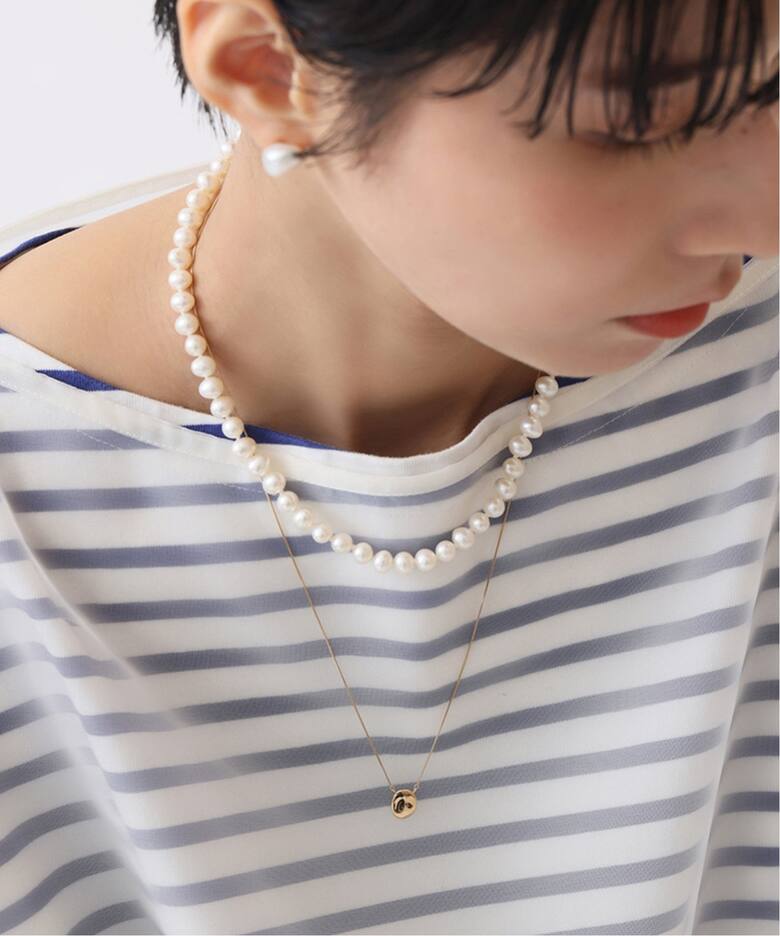 10mmオーバルニュアンスモチーネックレス K10（ネックレス）｜Lilas 