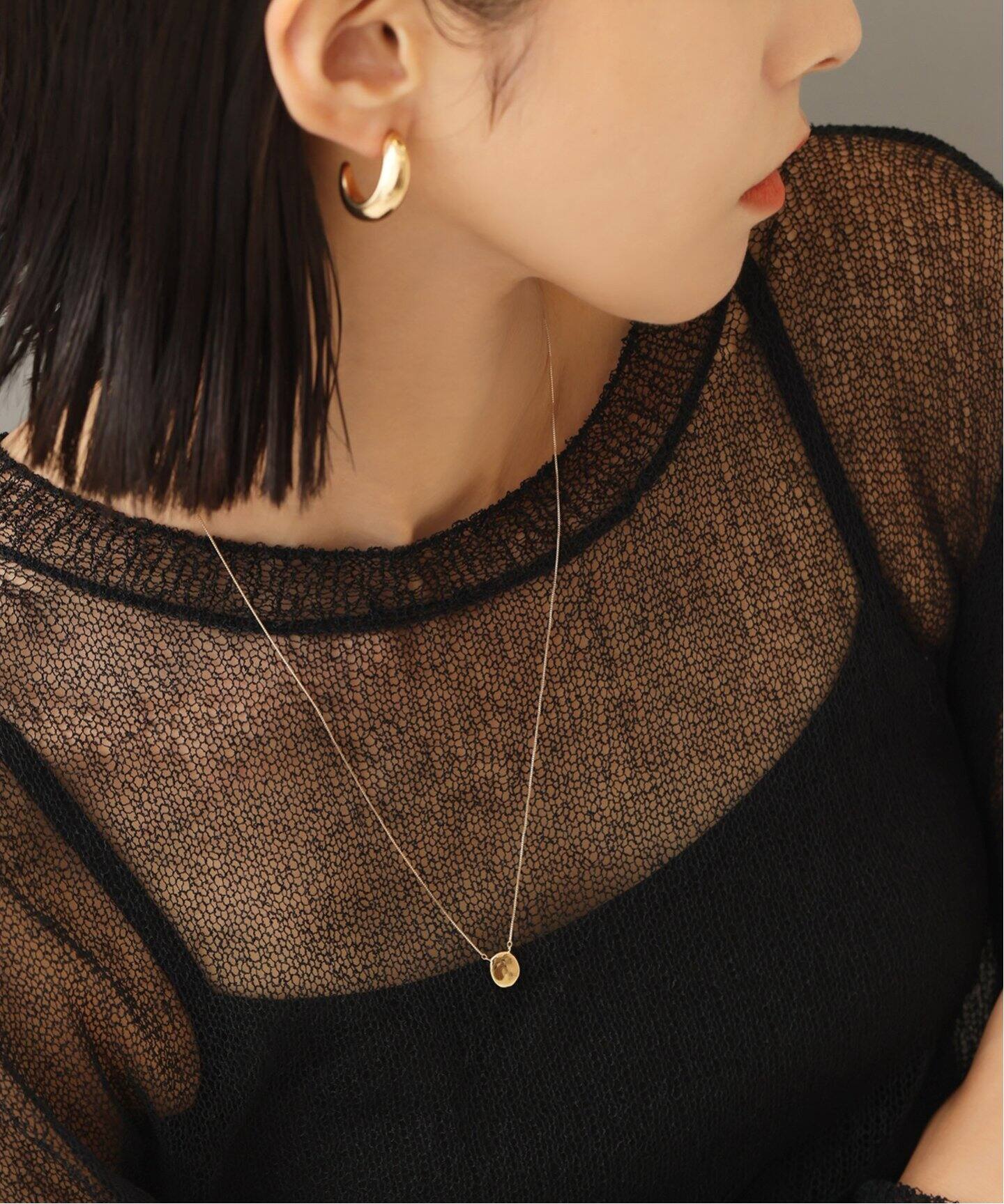 追加》10mmオーバルニュアンスモチーネックレス K10（ネックレス 