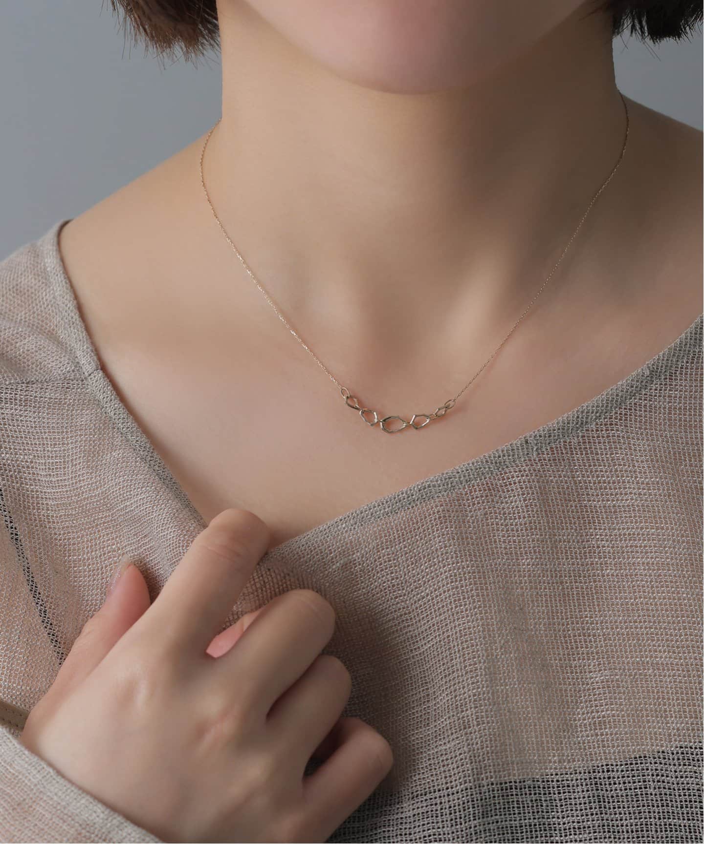 ミネラルパーツ5ピースネックレス K10（ネックレス）｜Lilas（リラ）の