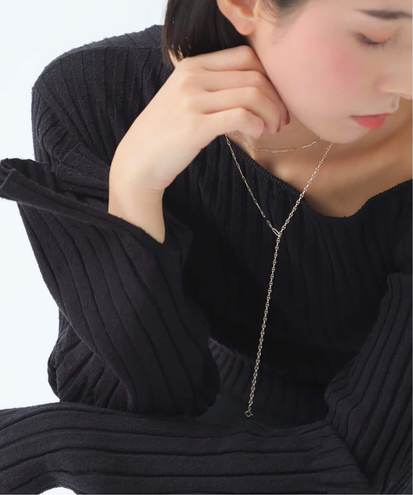 lilas ヘキサゴンモチーフ　ネックレス ヘキサゴンモチーフペーパークリップチェーン45cmネックレス K10