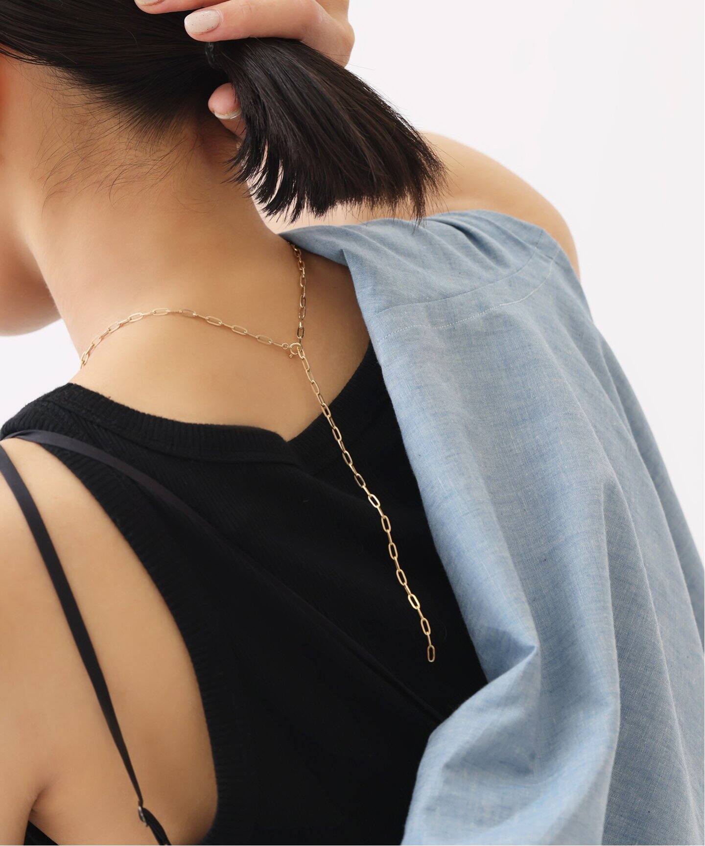 ペーパークリップチェーン50cmネックレス K18（ネックレス）｜Lilas