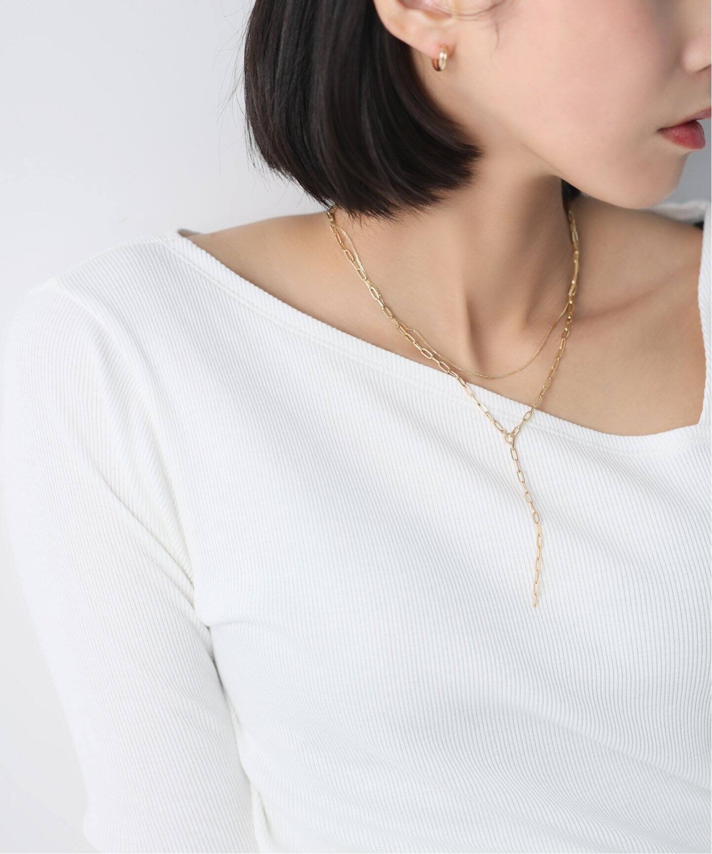 ペーパークリップチェーン50cmネックレス K18（ネックレス）｜Lilas