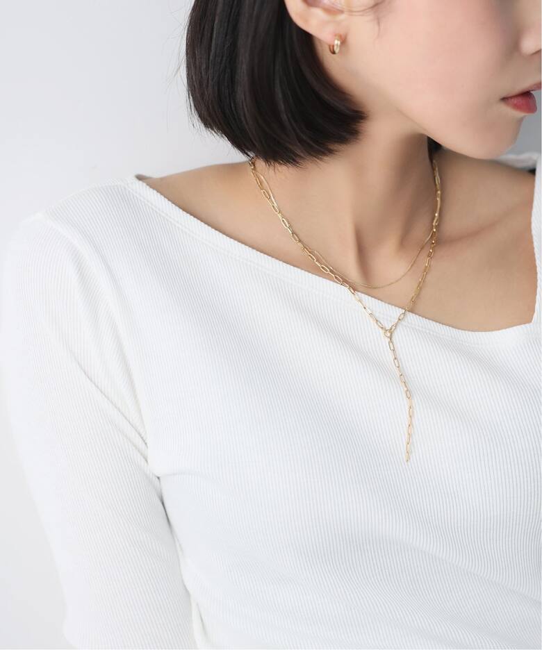 ペーパークリップチェーン50cmネックレス K18（ネックレス）｜Lilas 