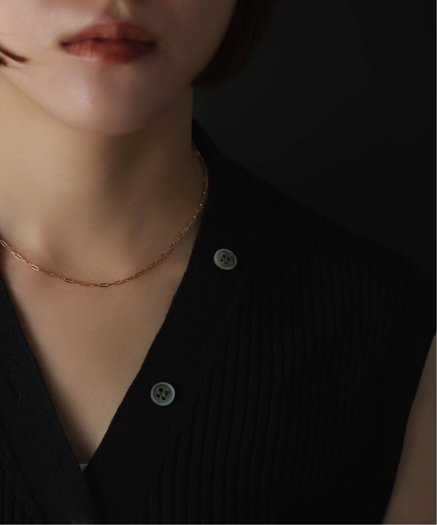 ペーパークリップチェーン40cmネックレス K18（ネックレス）｜Lilas 