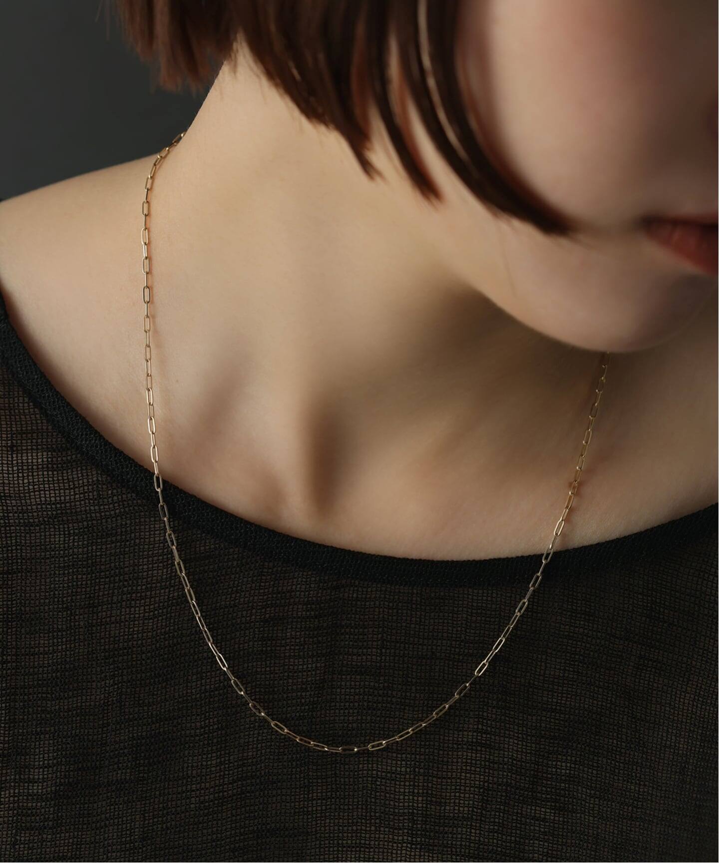 予約》ペーパークリップチェーン50cmネックレス K18（ネックレス
