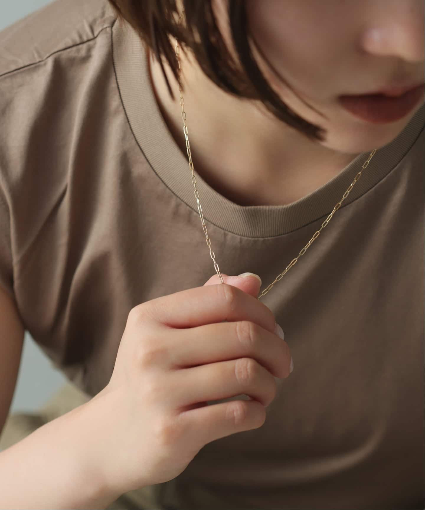 ペーパークリップチェーン50cmネックレス K18（ネックレス