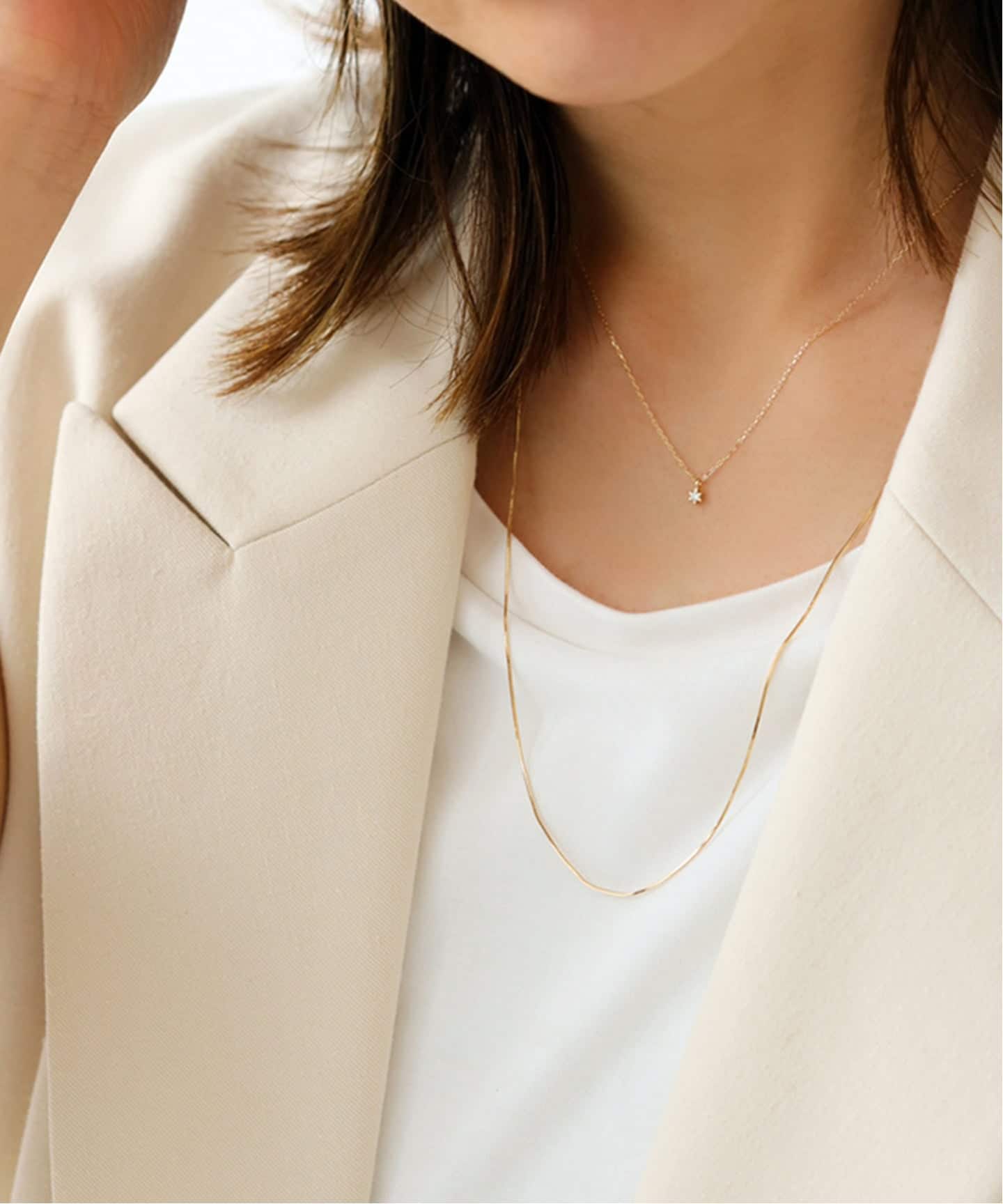 lilas コンパクトチェーンネックレス コンパクトチェーン55cmネックレス K10（ネックレス）｜Lilas