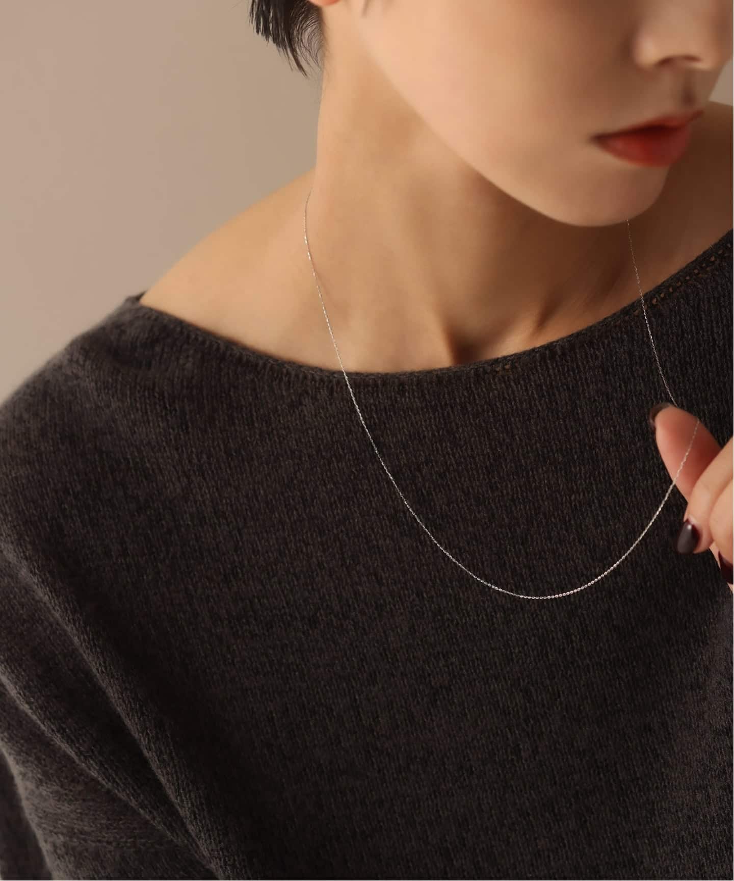 WEB限定》シャインカットアズキチェーンネックレス 50cm WG K10