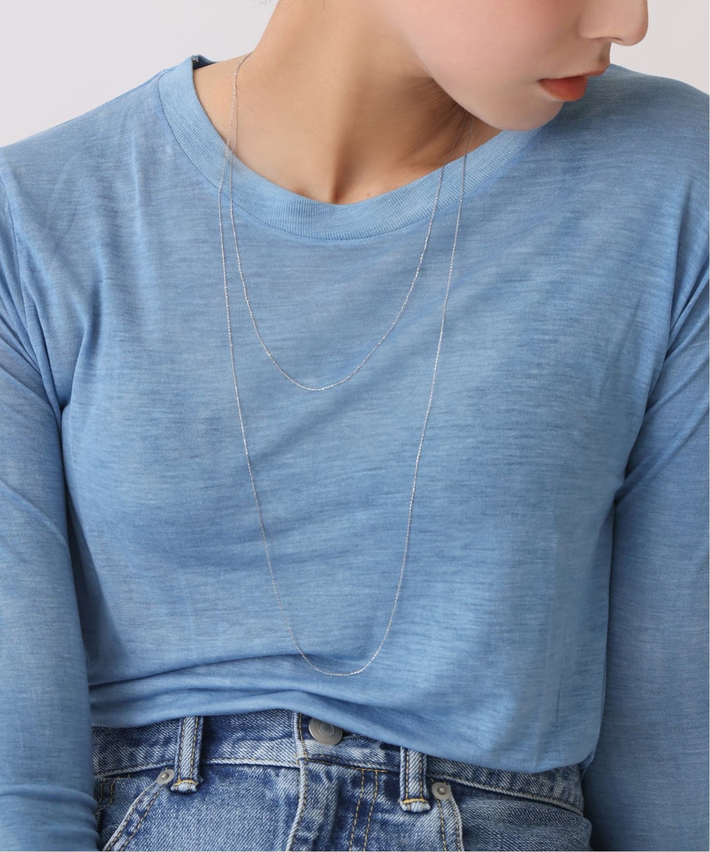 WEB限定》シャインカットアズキチェーンネックレス 50cm WG K10