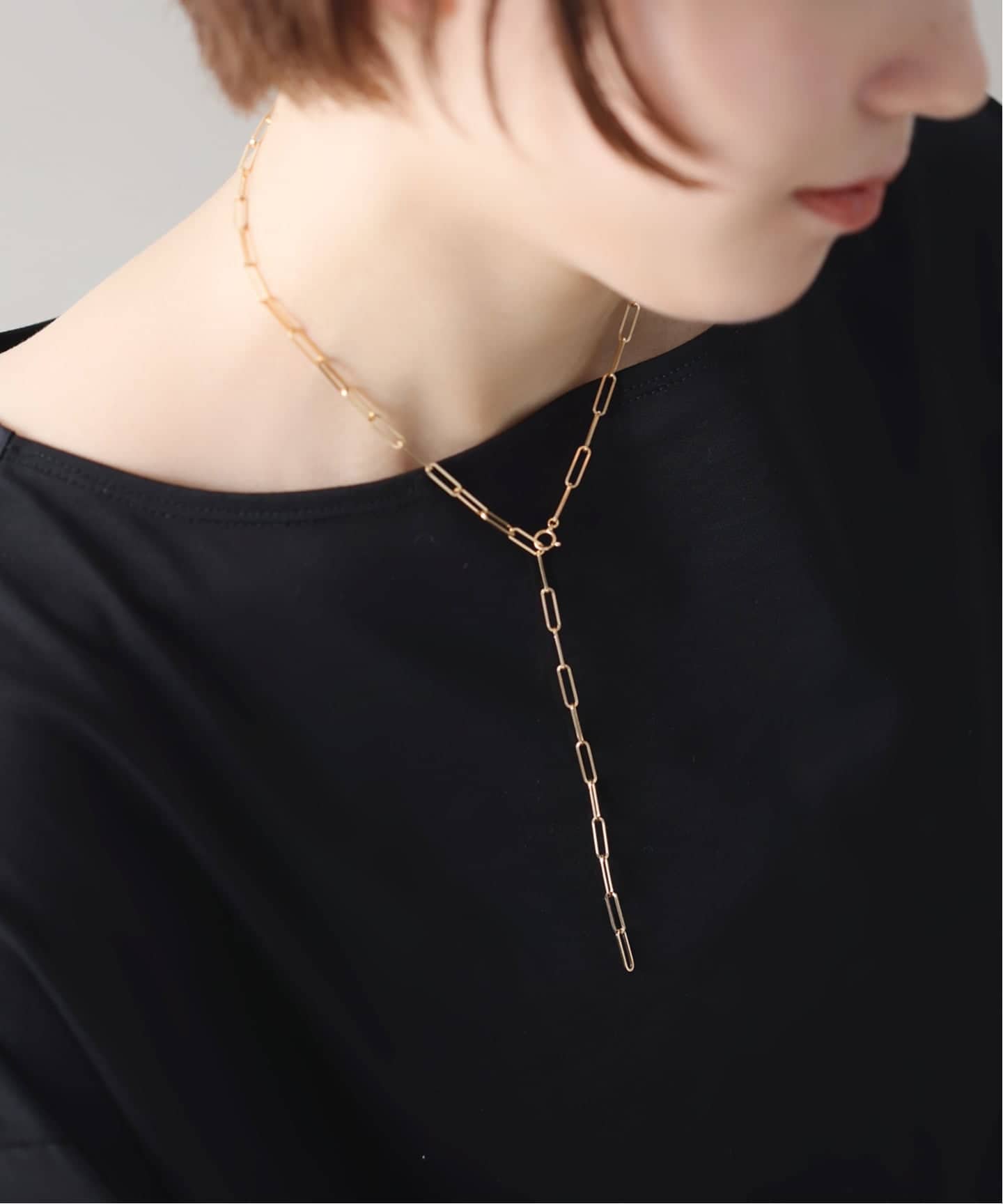 角シャインクリップチェーン50cmネックレスK18（ネックレス）｜Lilas