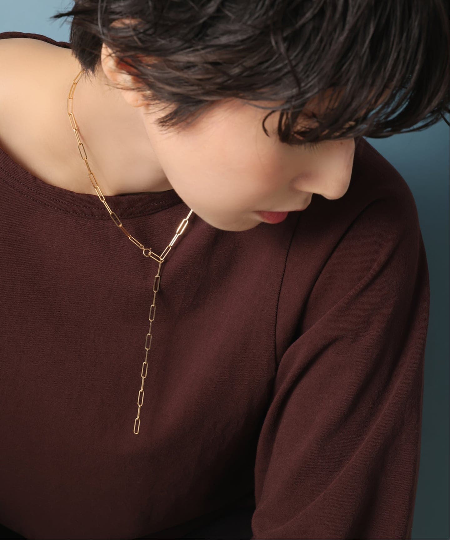 角シャインクリップチェーン50cmネックレスK18（ネックレス）｜Lilas