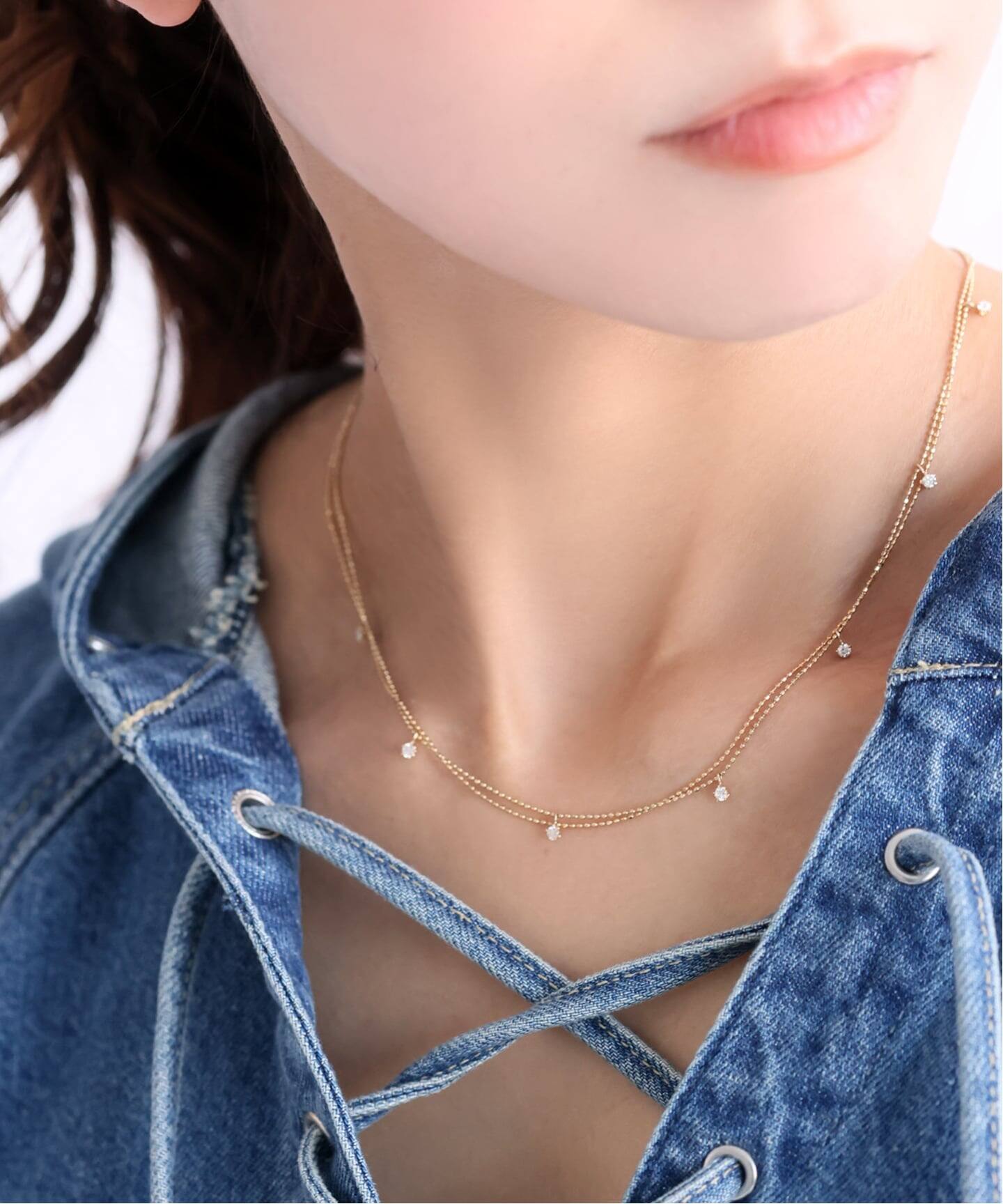 Lilas チェーンネックレス　10k 39cm リラ Lilas 【SAMH by LILAS】ミックスチェーン57cmネックレス SV