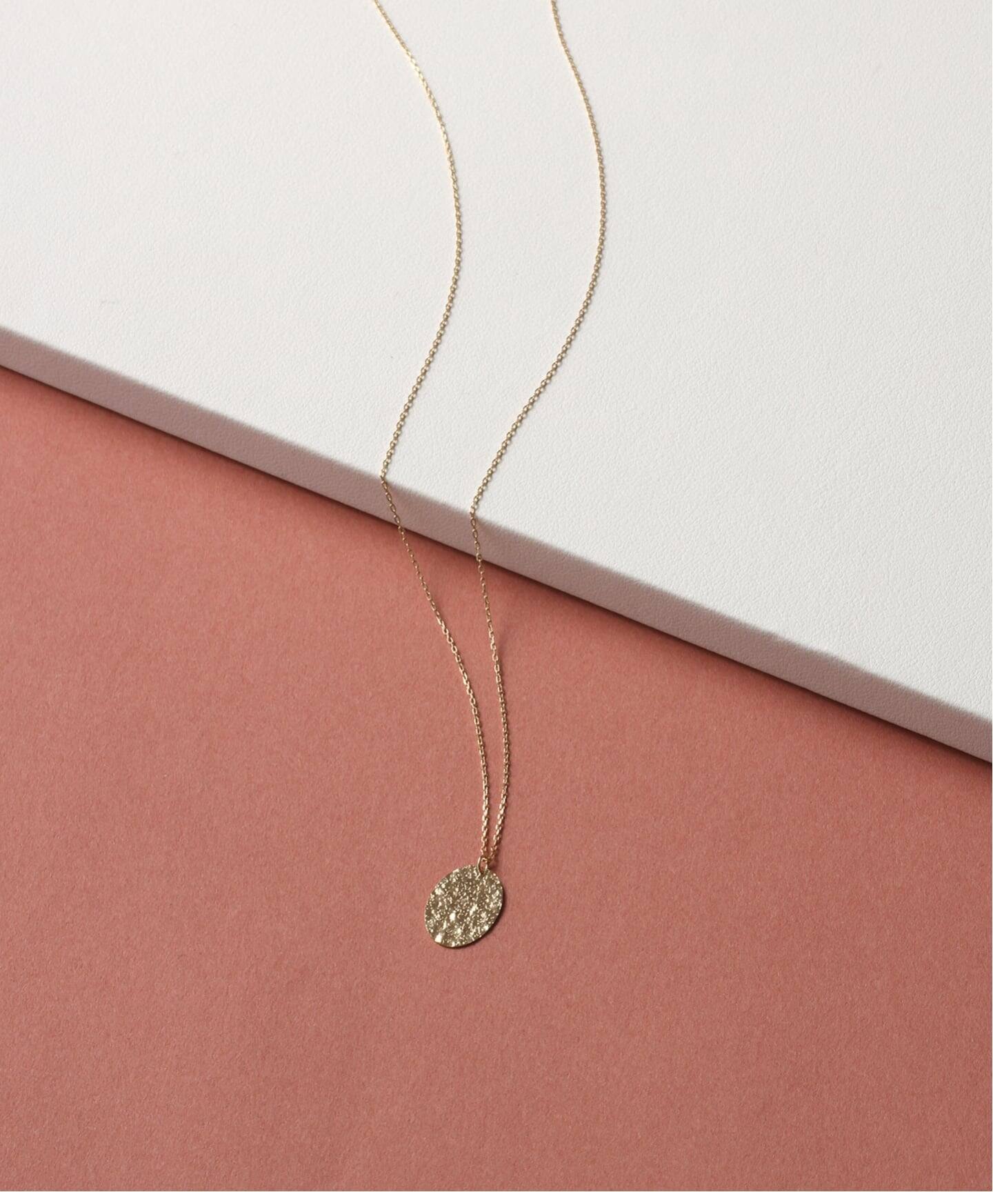 10mmオーバルテクスチャーモチーフ50cmネックレス K10（ネックレス