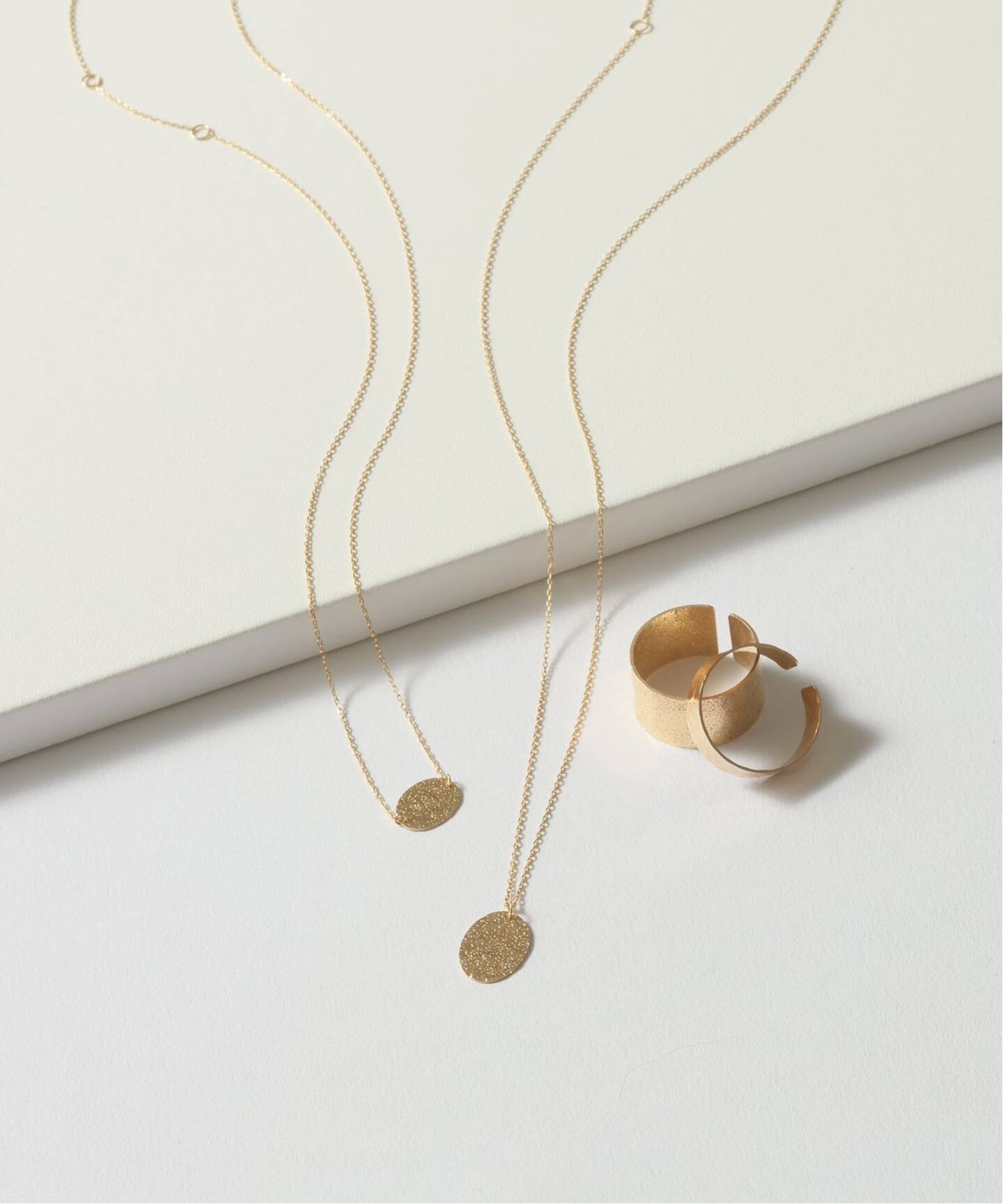 10mmオーバルテクスチャーモチーフ50cmネックレス K10（ネックレス