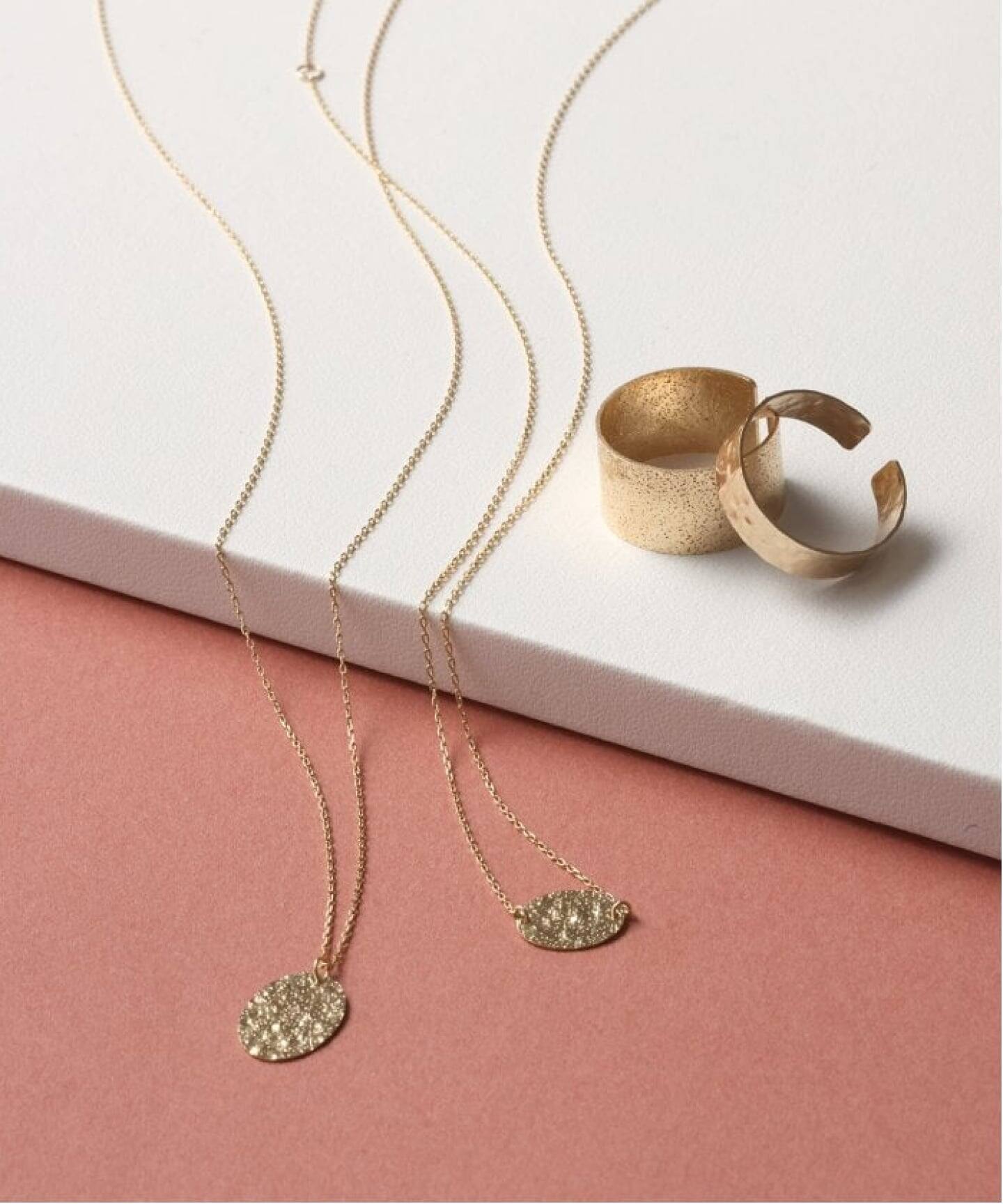 10mmオーバルテクスチャーモチーフ50cmネックレス K10（ネックレス