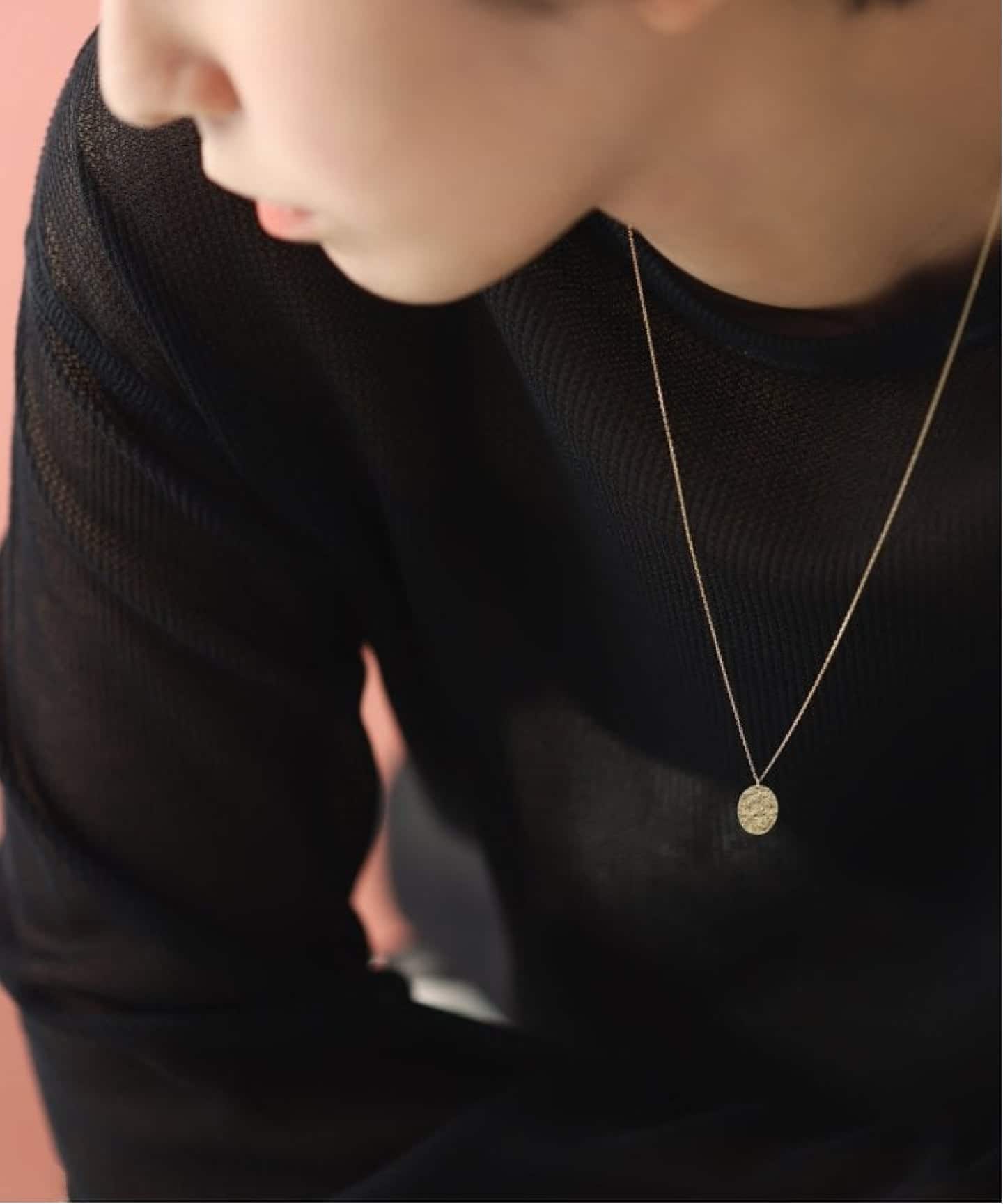 10mmオーバルテクスチャーモチーフ50cmネックレス K10（ネックレス