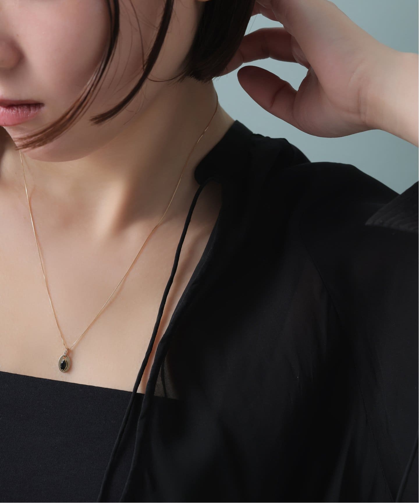 メレダイヤバチカンオニキス50cmネックレス K10（ネックレス