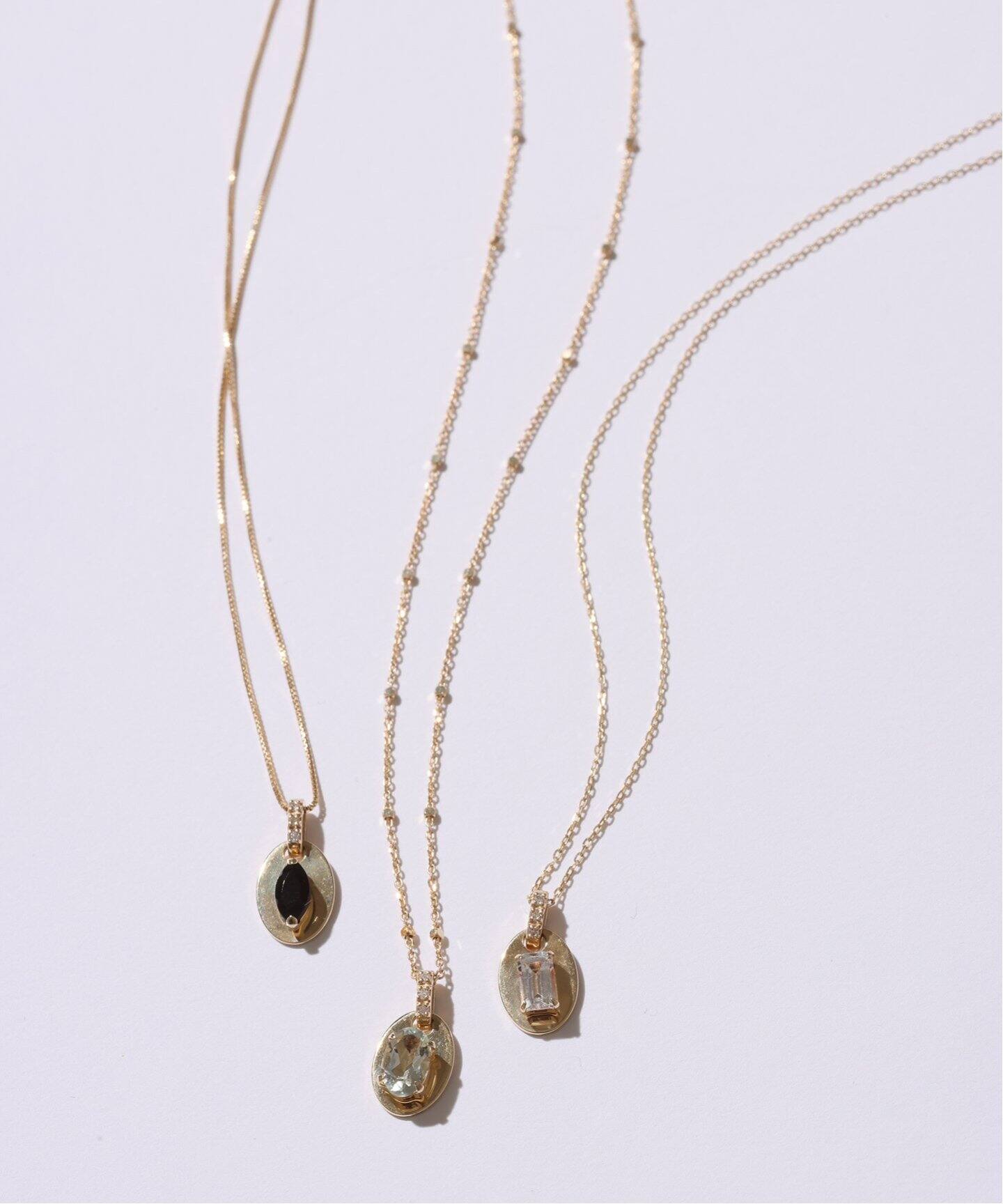 メレダイヤバチカングリーンアメジスト55cmネックレス K10（ネックレス