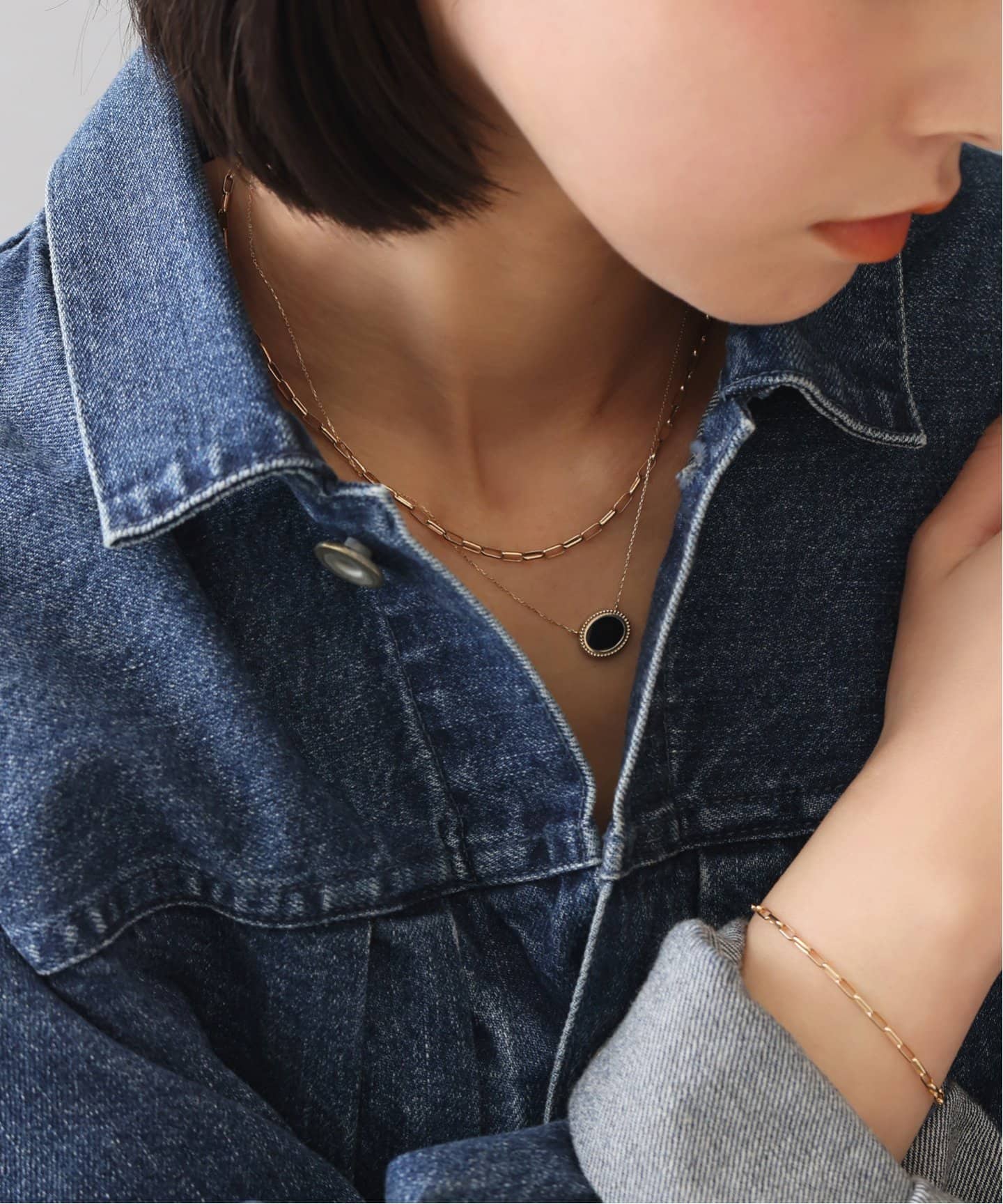 Lilas 2mmブラックカルセドニー　80センチネックレスk10 Lilas 2mmブラックカルセドニー 80センチネックレスk10