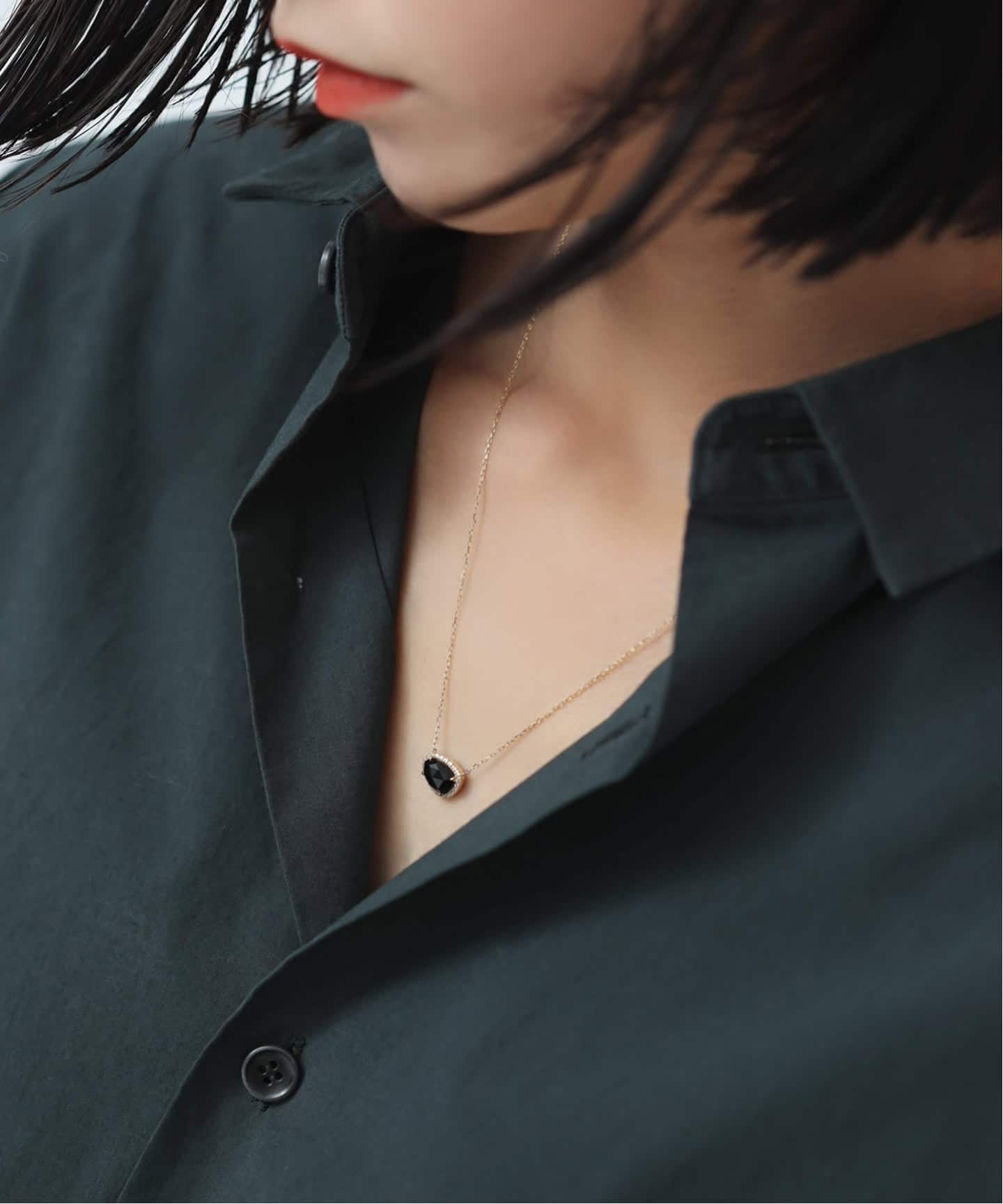 スライスオニキスダイヤネックレス K10（ネックレス）｜Lilas（リラ