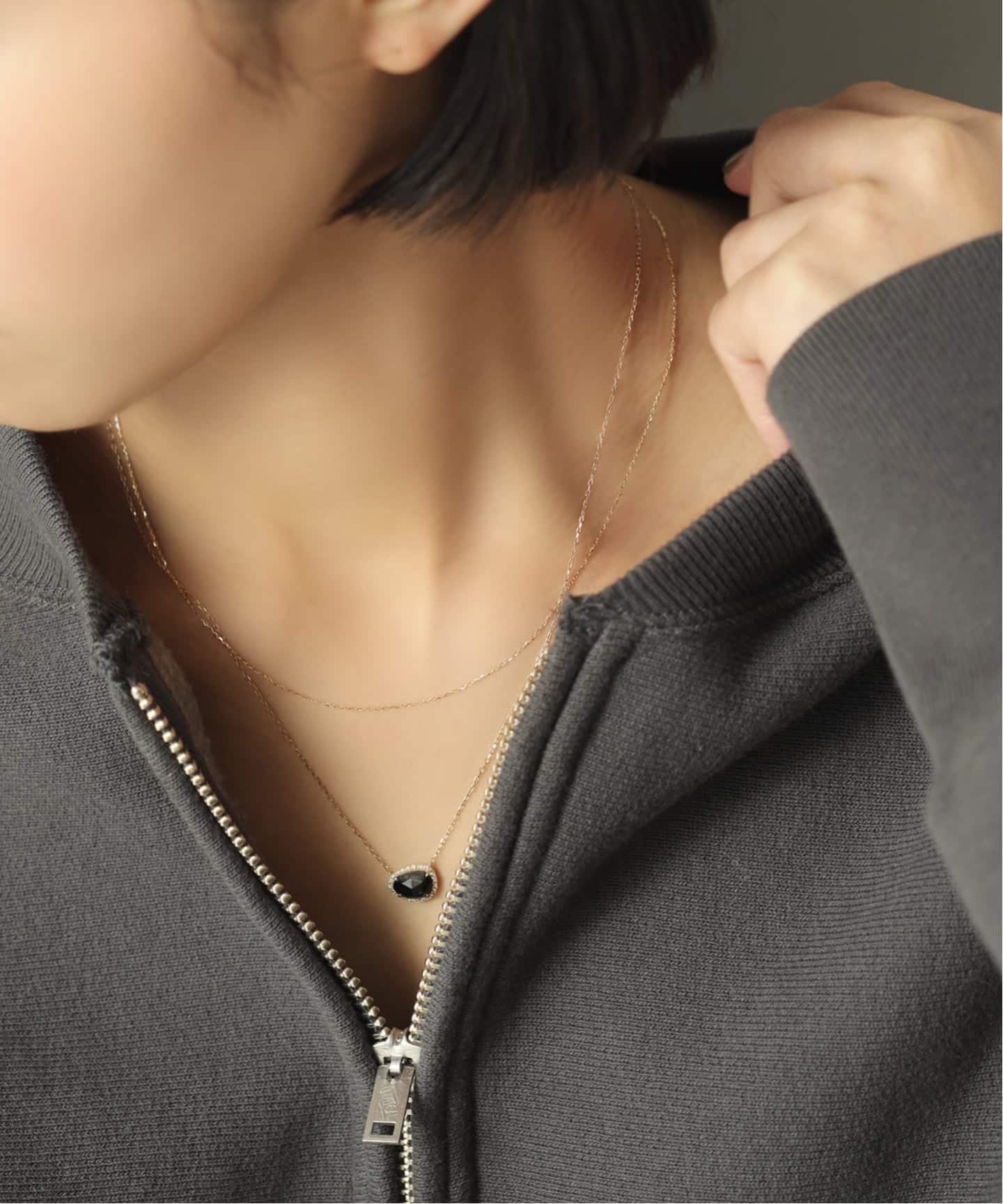 スライスオニキスダイヤネックレス K10（ネックレス）｜Lilas（リラ