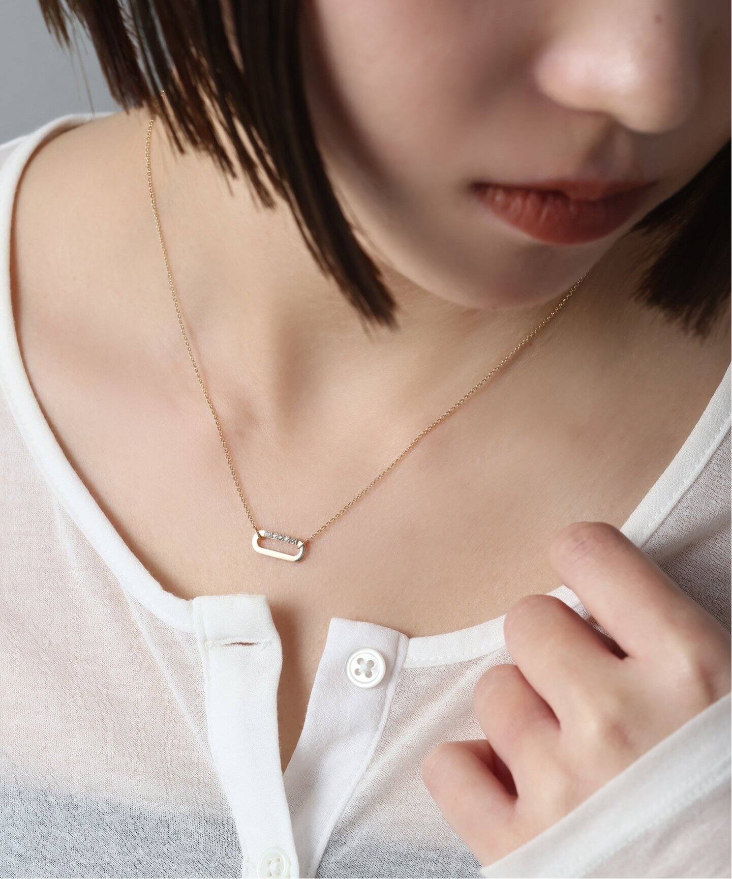 予約》オーバルモチーフ*ダイヤネックレス K10（ネックレス）｜Lilas 