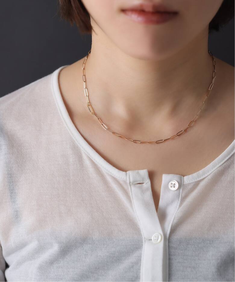 オーバルモチーフ*ダイヤチェーンネックレス K10（ネックレス）｜Lilas 