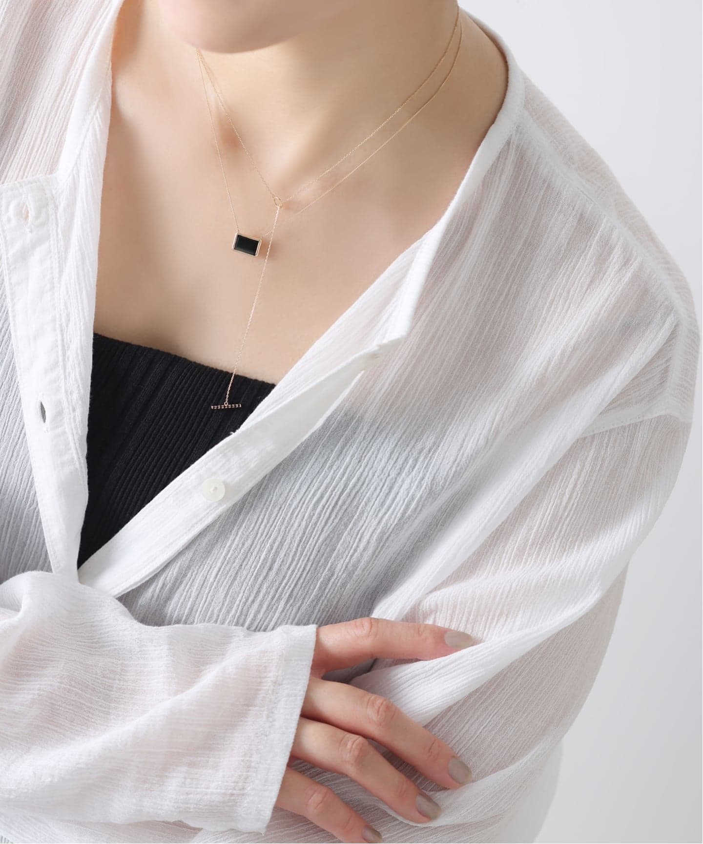 レクタングルオニキスネックレス K10（ネックレス）｜Lilas