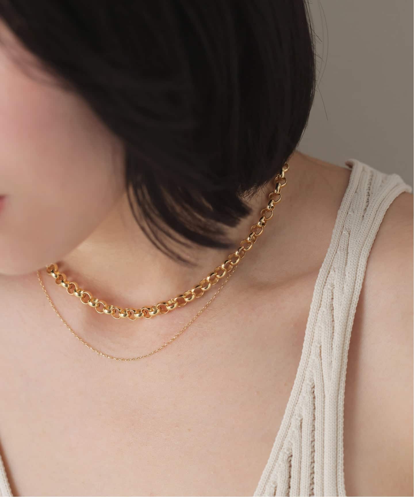 スパイラルアズキチェーン40cmネックレス K10（ネックレス）｜Lilas