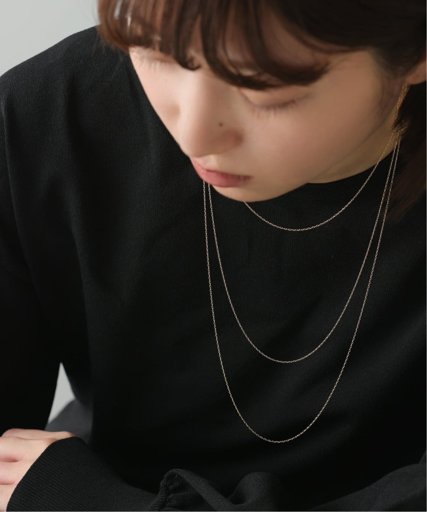 ここ ソロチェキ スパイラルアズキチェーン40cmネックレス K10（ネックレス