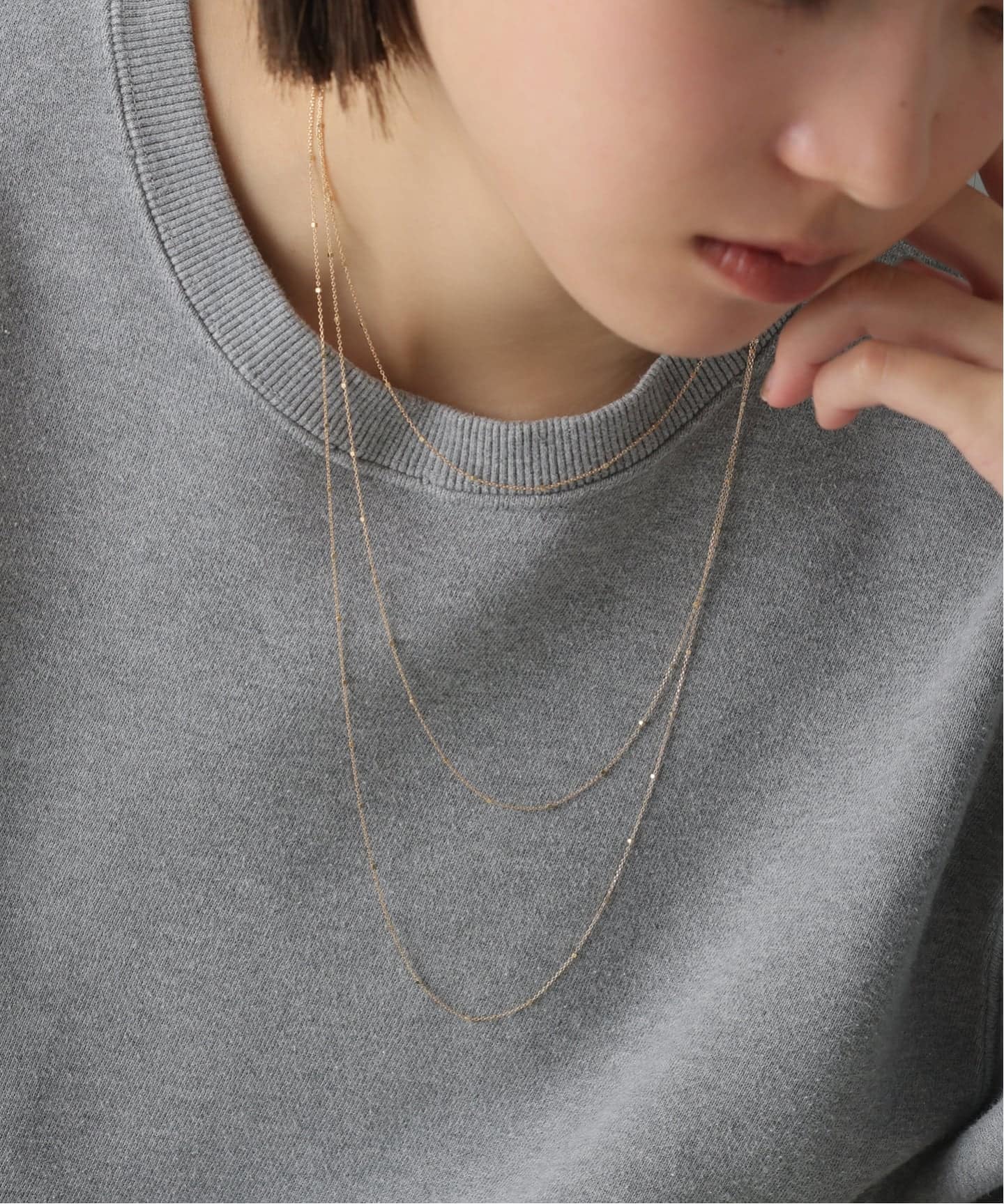 グリッターチェーン40cmネックレス K10（ネックレス）｜Lilas（リラ