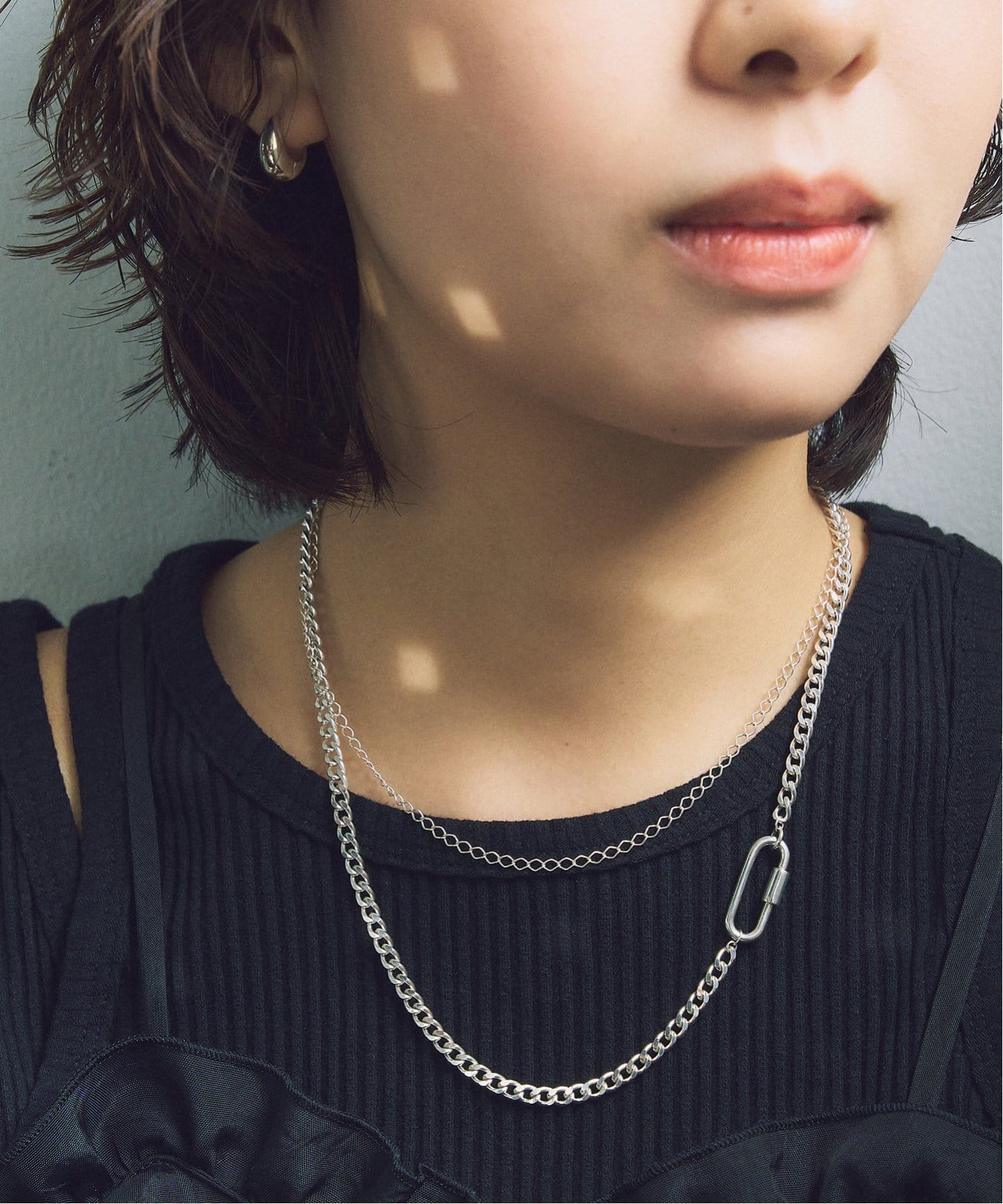 SAMH by LILAS】カラビナシースルーチェーンネックレス SV（ネックレス
